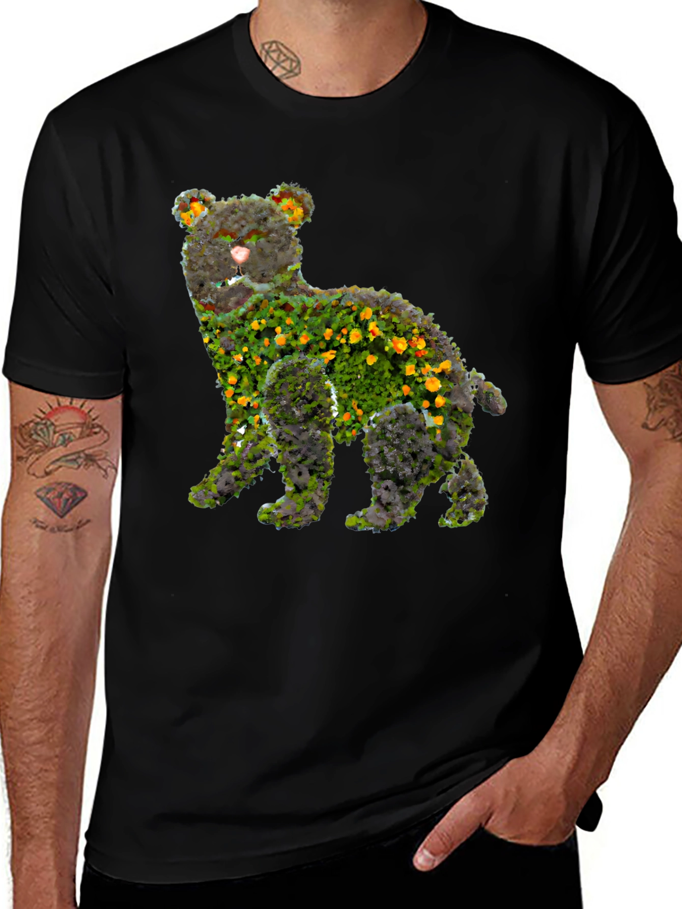 Floral Bear Graphic T-Shirt