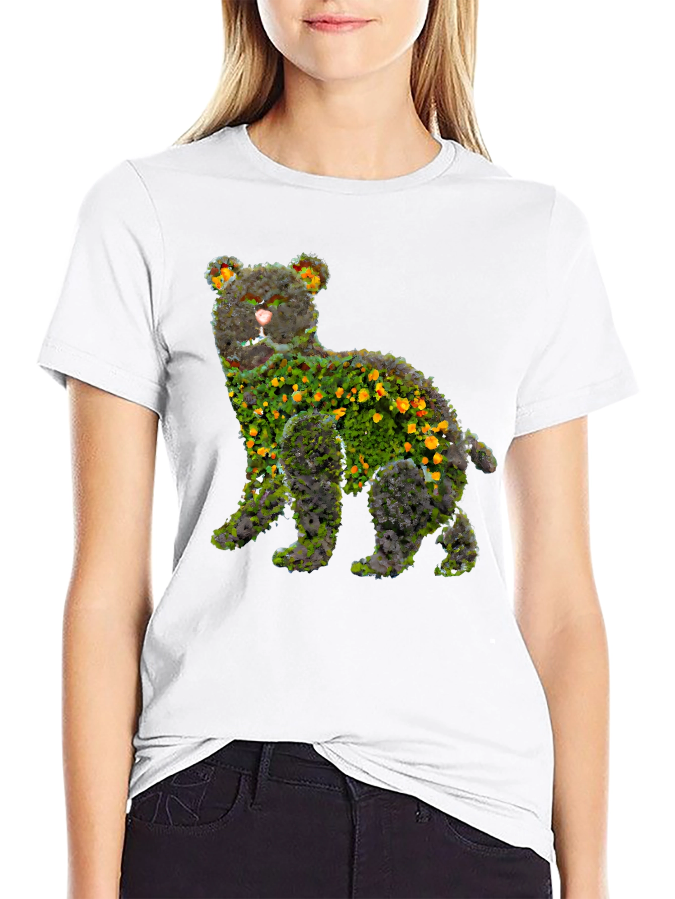 Floral Bear Graphic T-Shirt