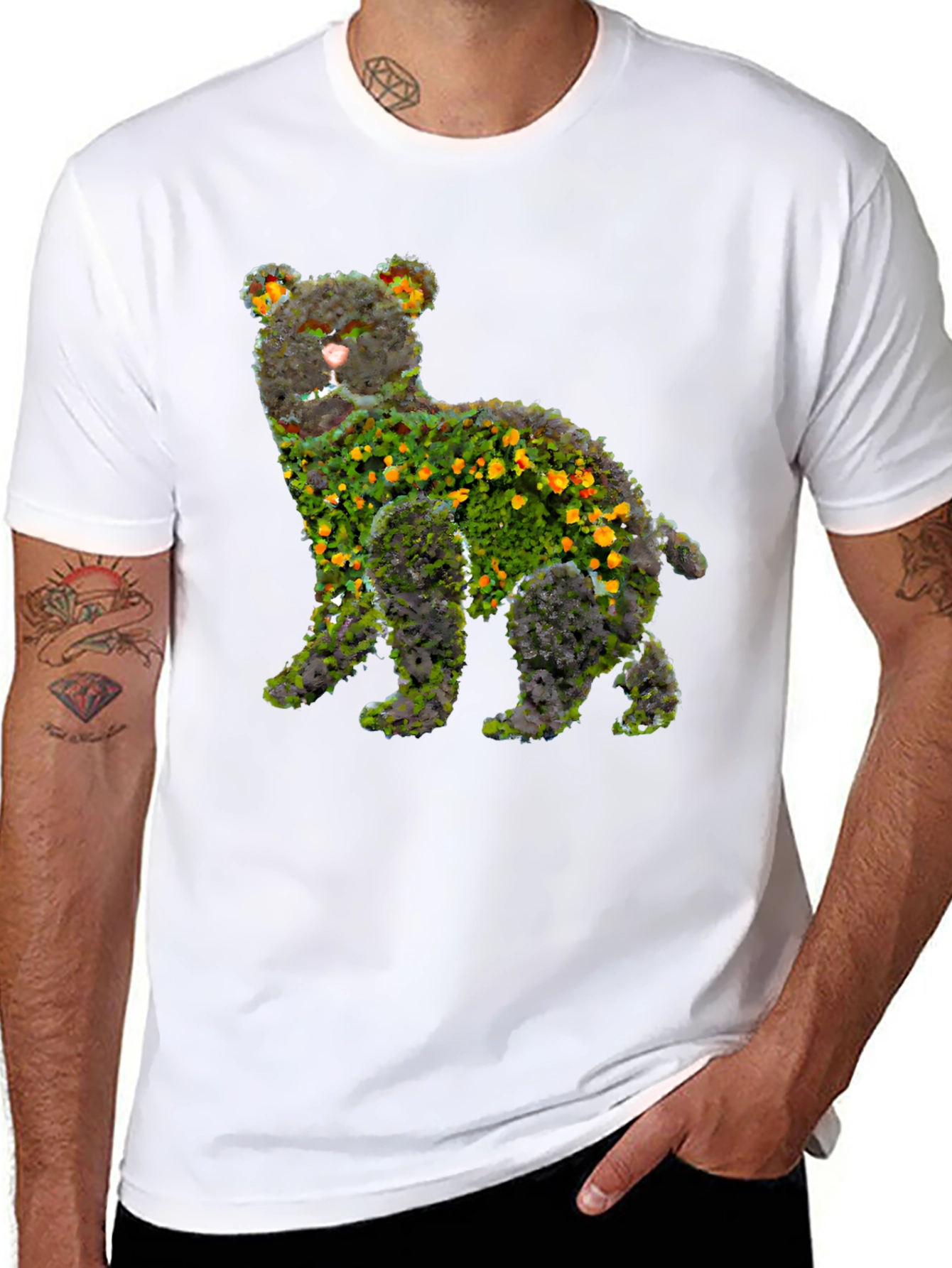 Floral Bear Graphic T-Shirt