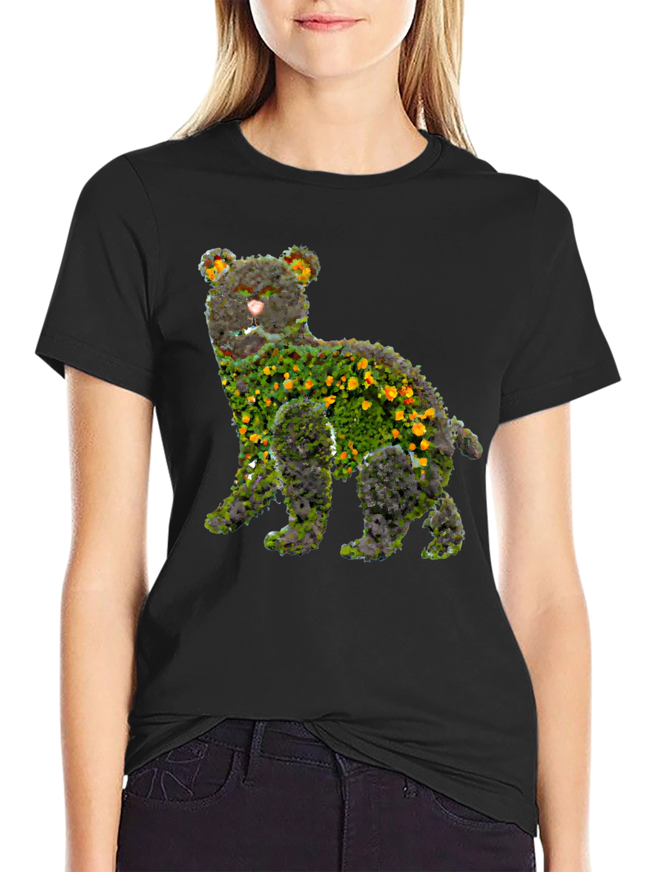 Floral Bear Graphic T-Shirt