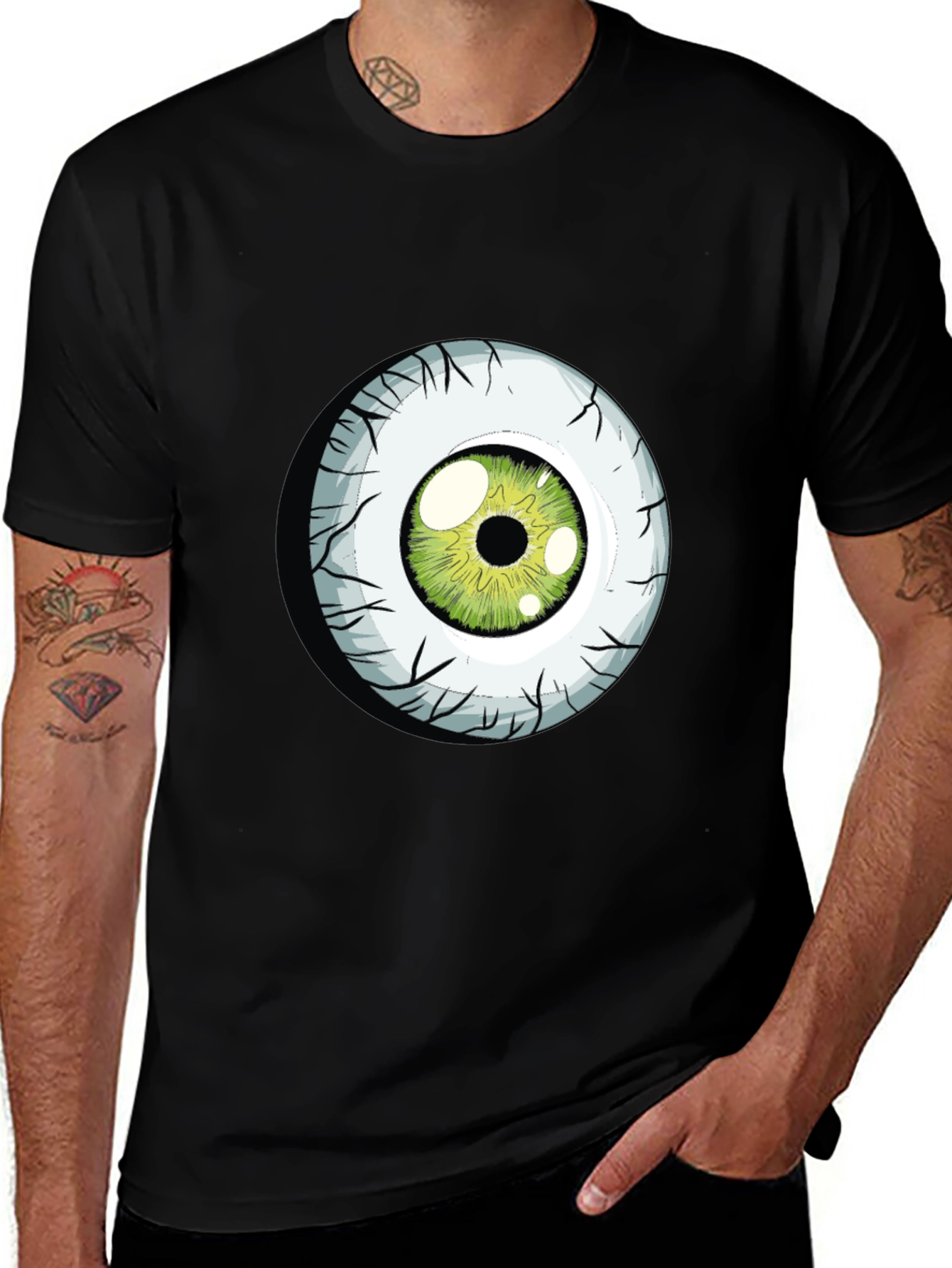 Green Eyeball Graphic Tee - Soft Cotton Blend