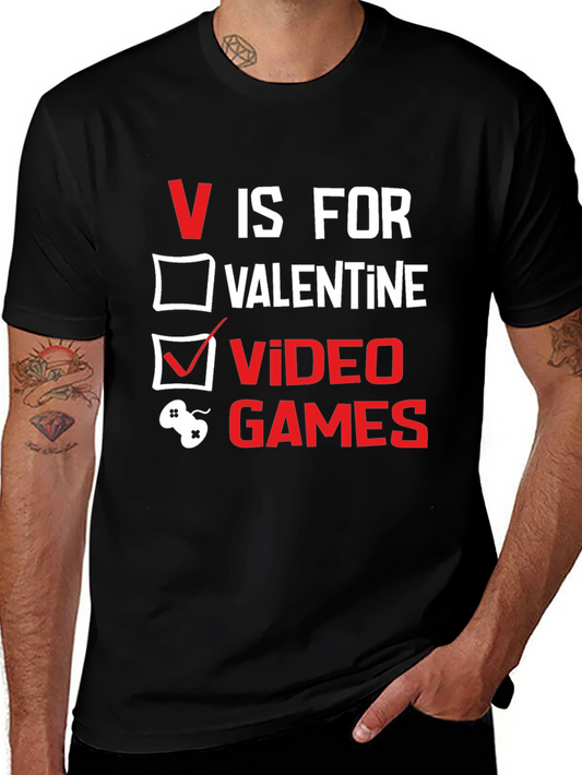 V is for Video Games T-Shirt Valentines Day Tee