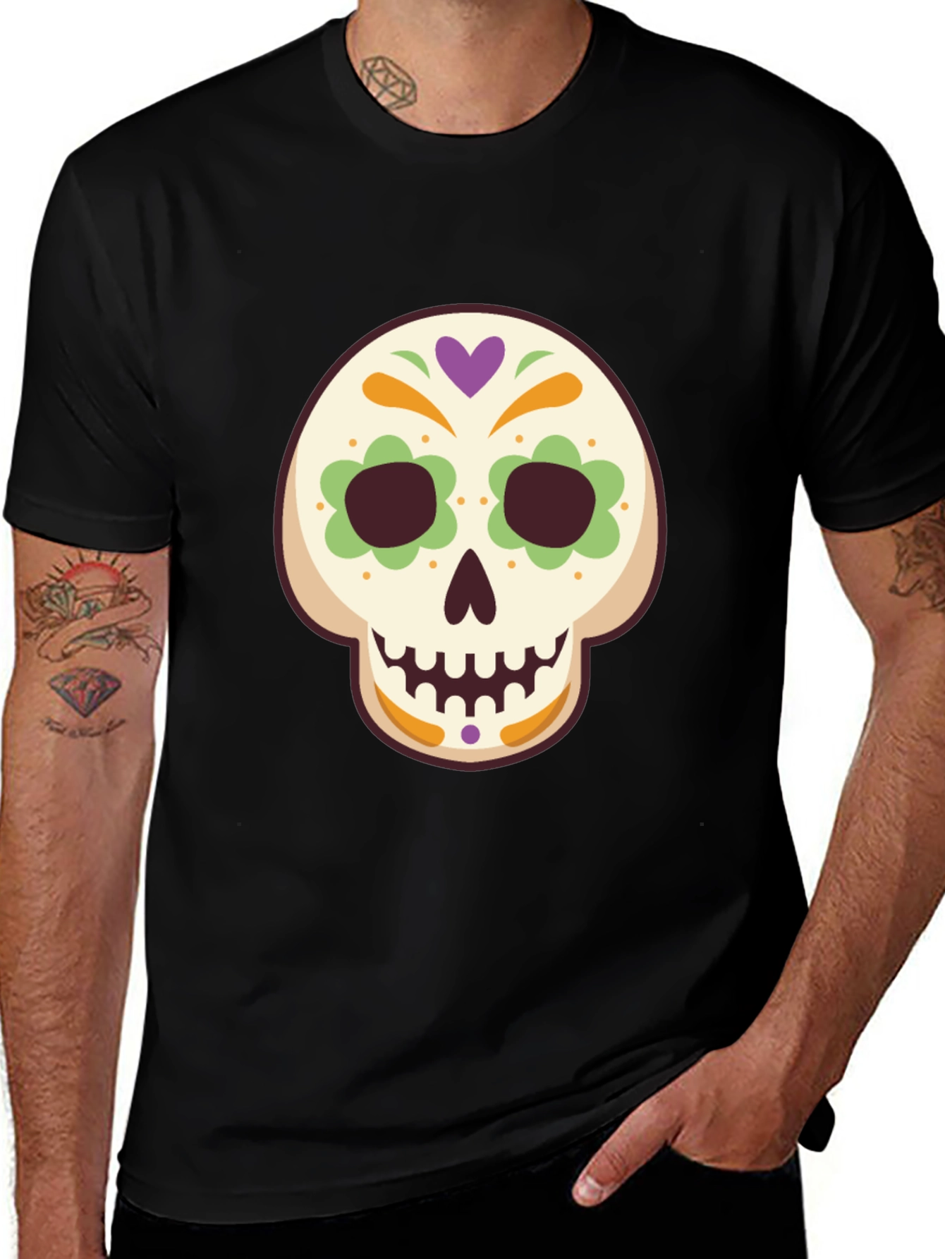 Sugar Skull Graphic Tee - Mens Black T-Shirt