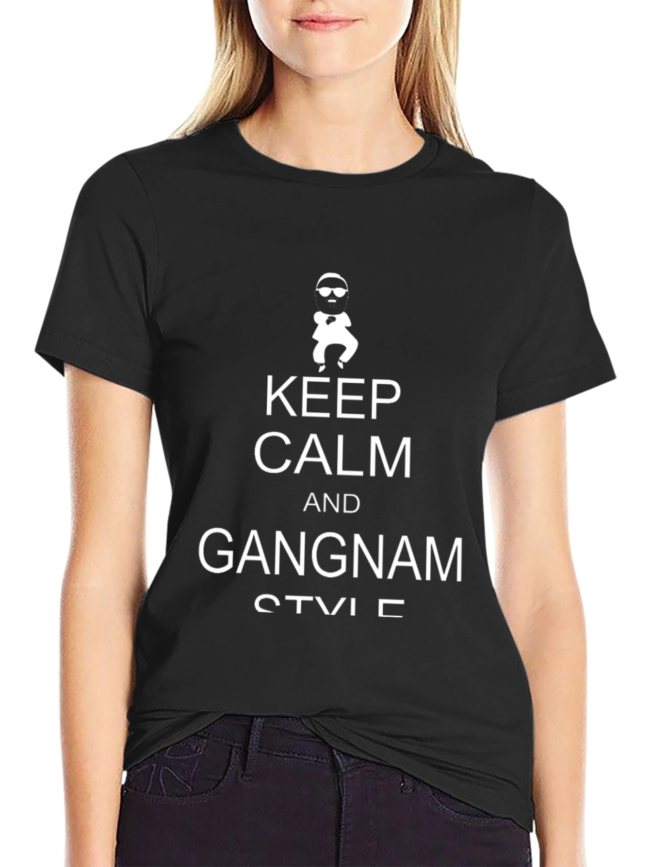Keep Calm Gangnam Style Black T-Shirt