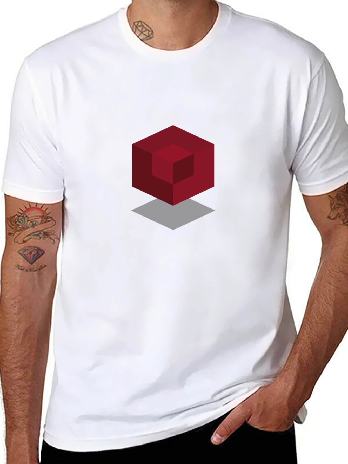 Geometric Cube Graphic Black T-Shirt