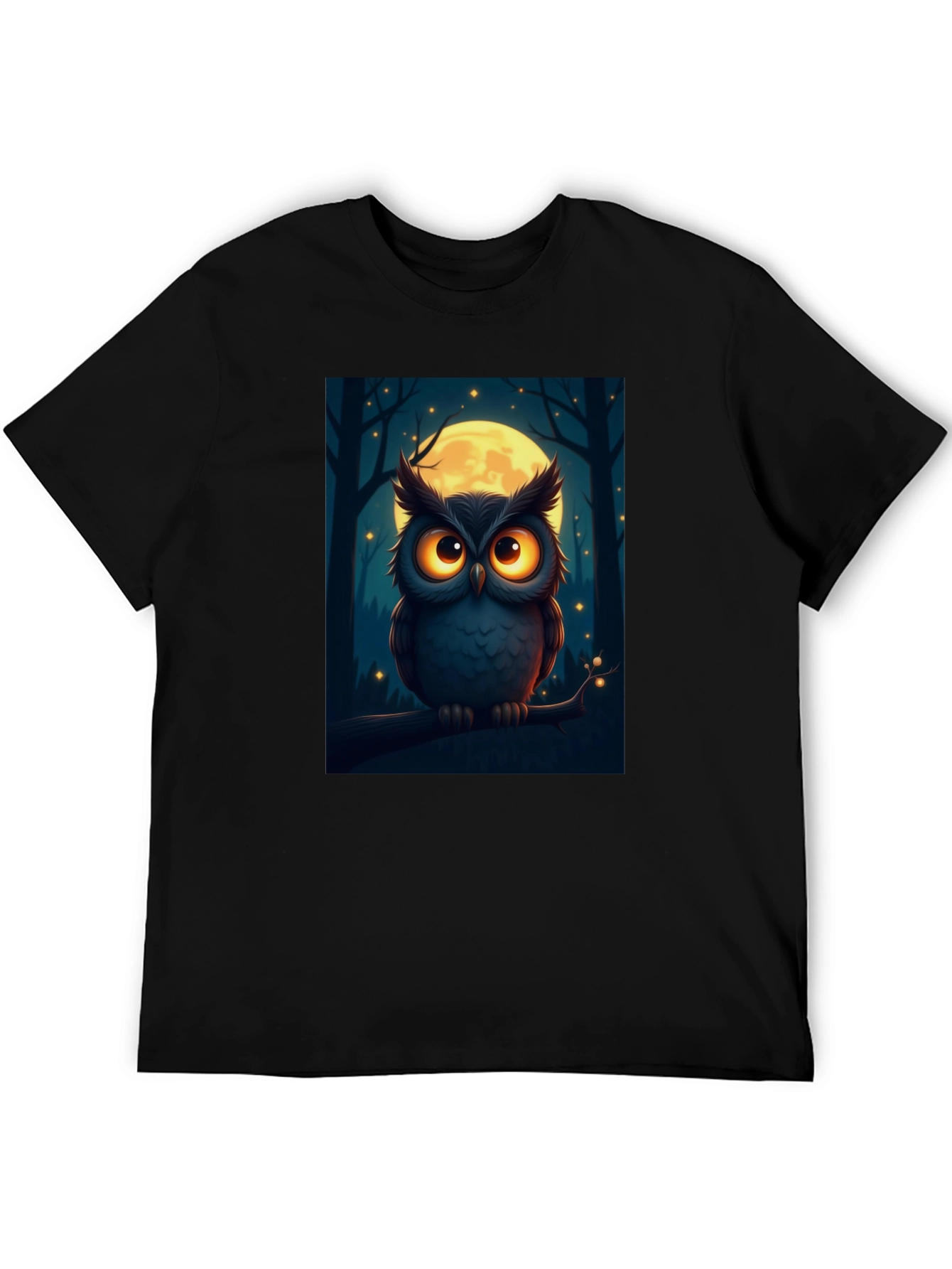 Owl Moon Graphic Tee - Night Forest Design