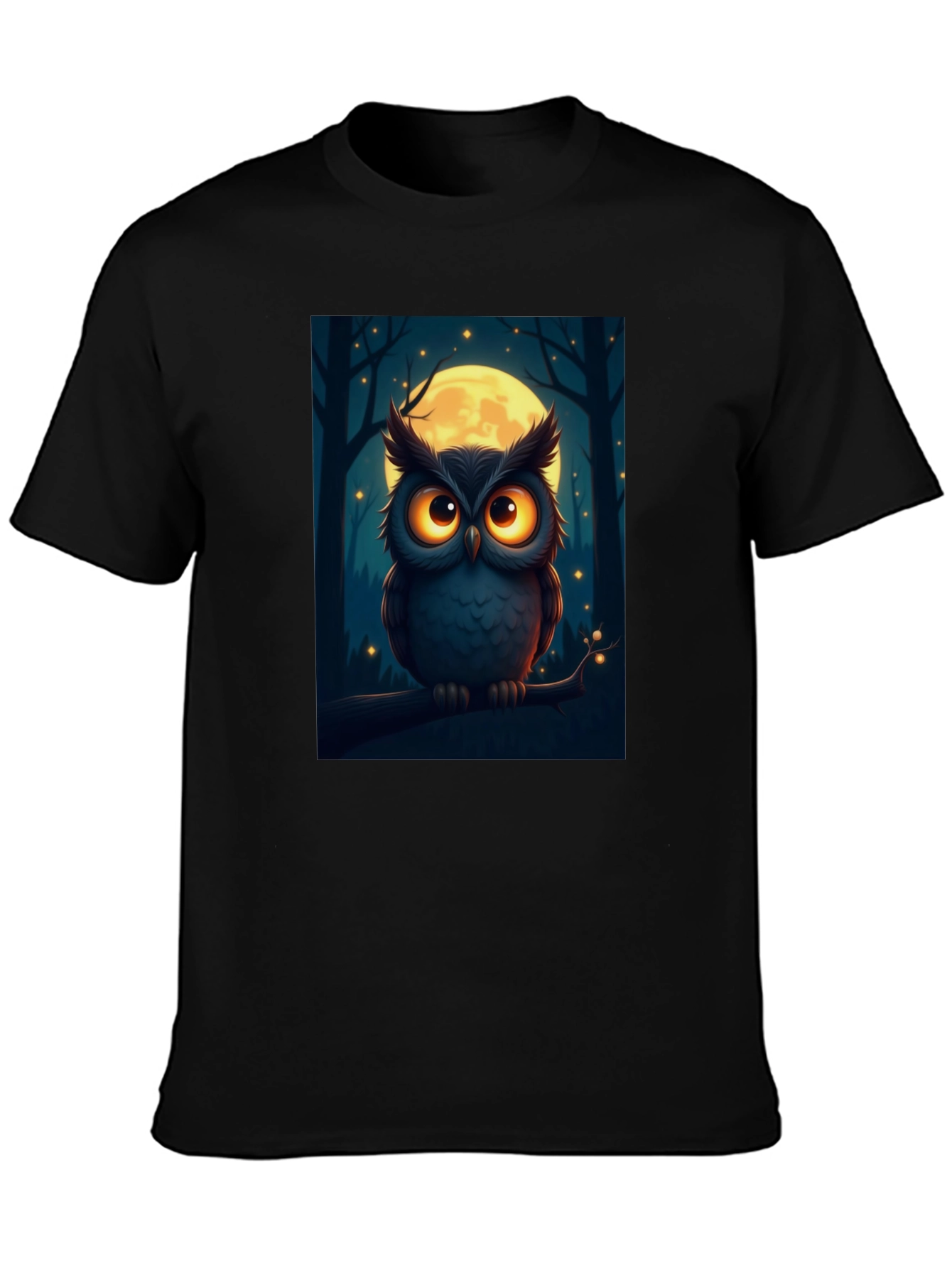 Owl Moon Graphic Tee - Night Forest Design