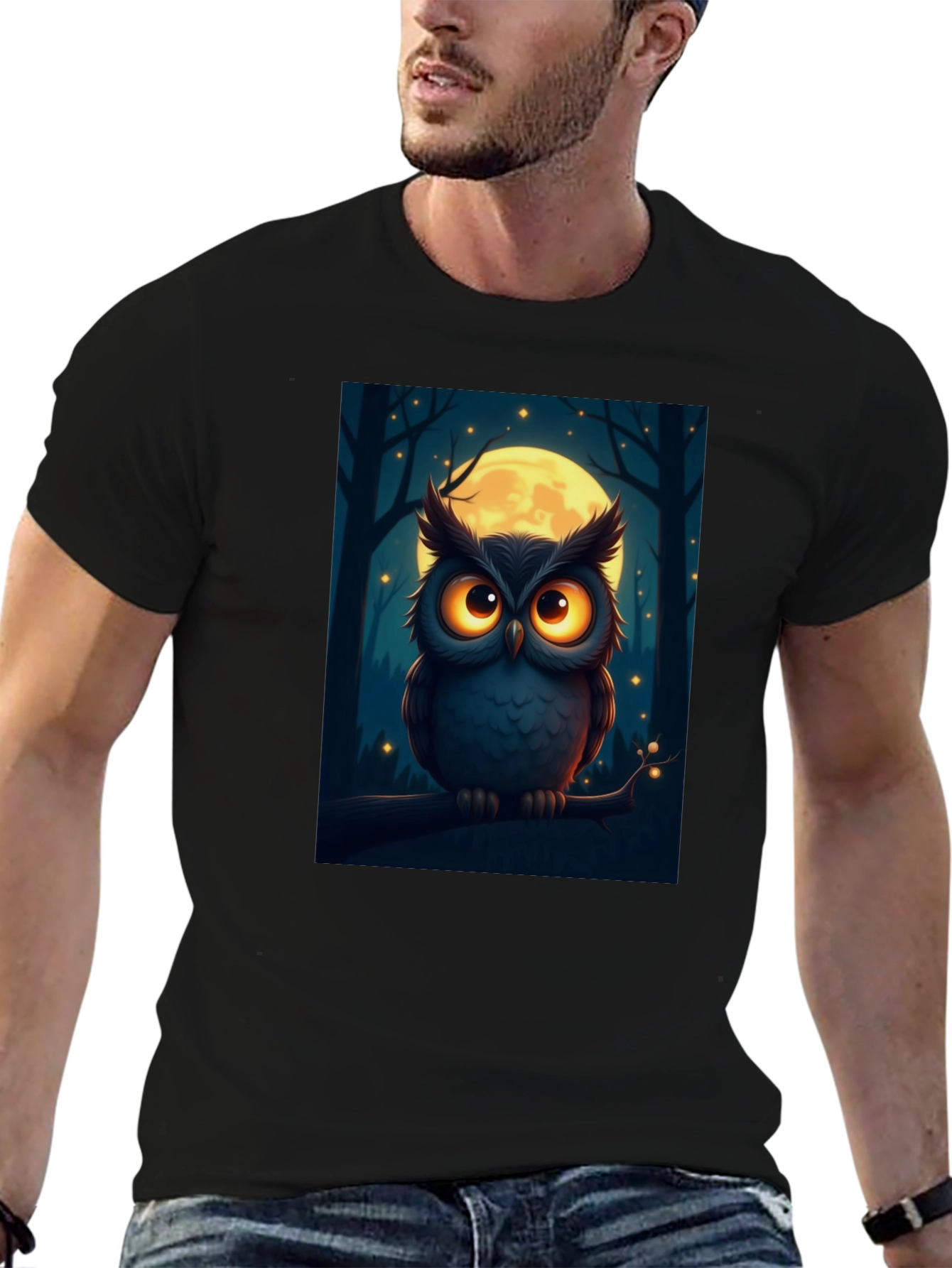 Owl Moon Graphic Tee - Night Forest Design