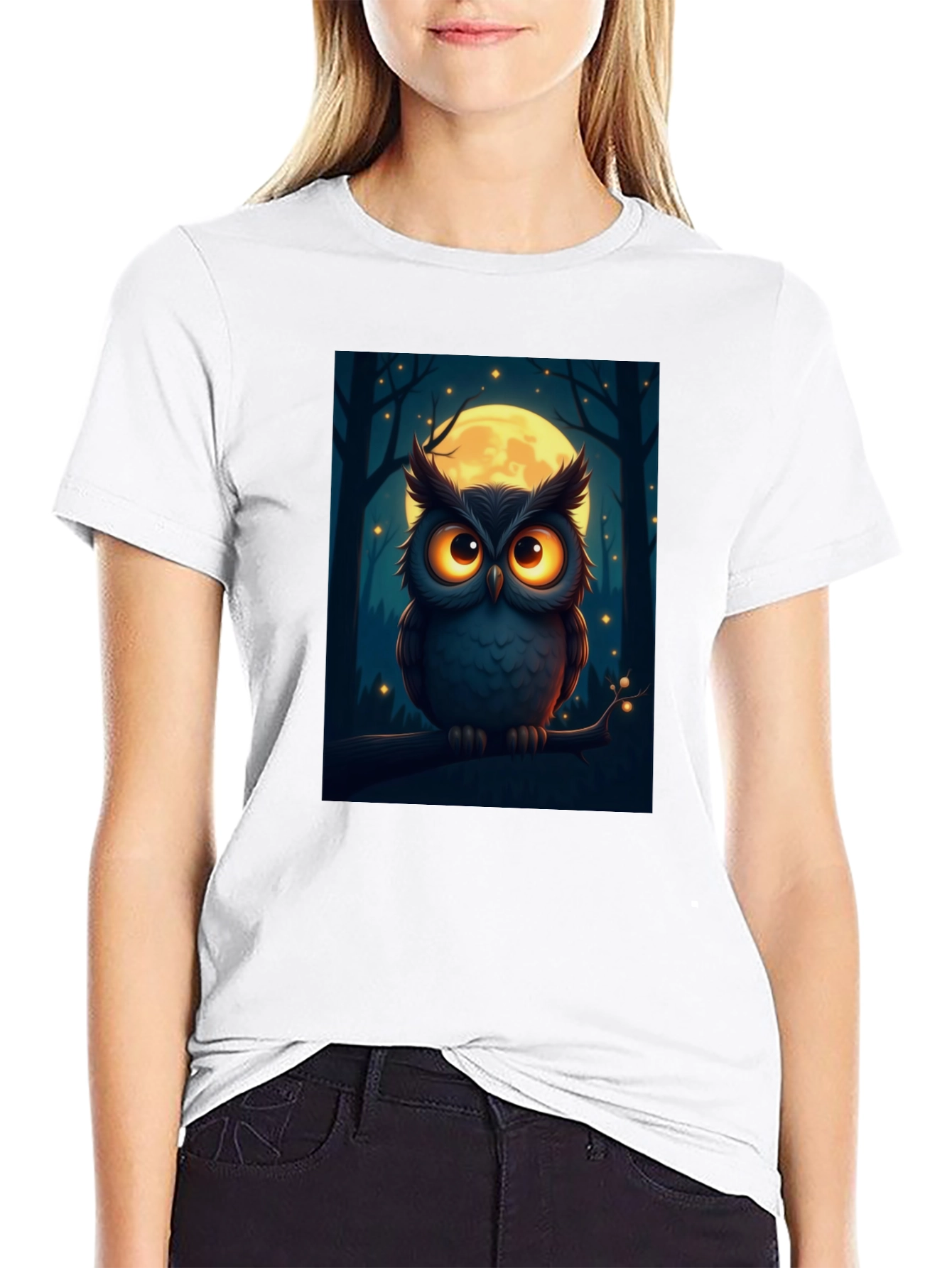 Owl Moon Graphic Tee - Night Forest Design
