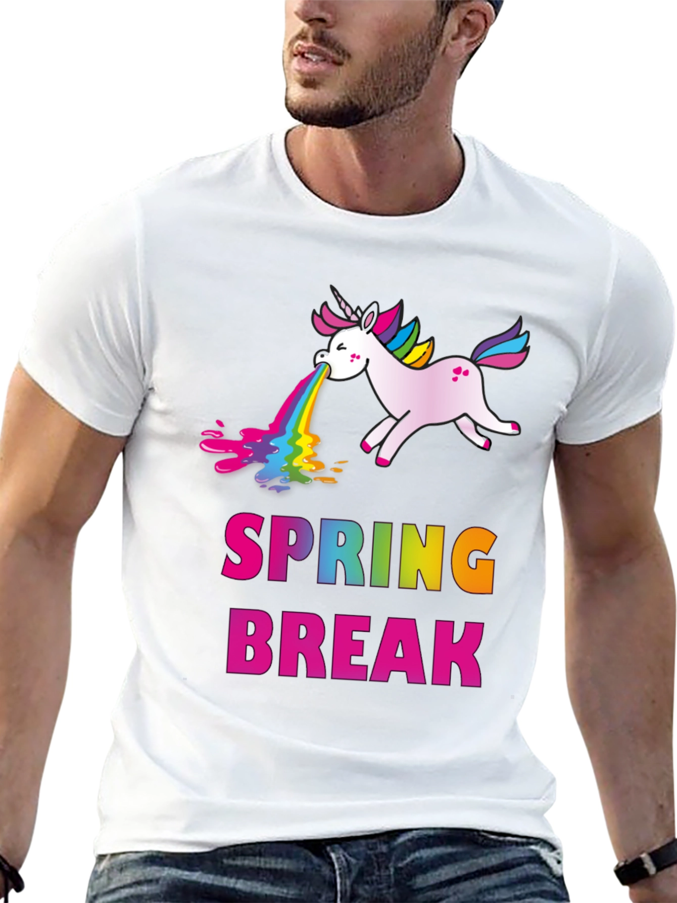 Spring Break Unicorn Puke Rainbow T-Shirt