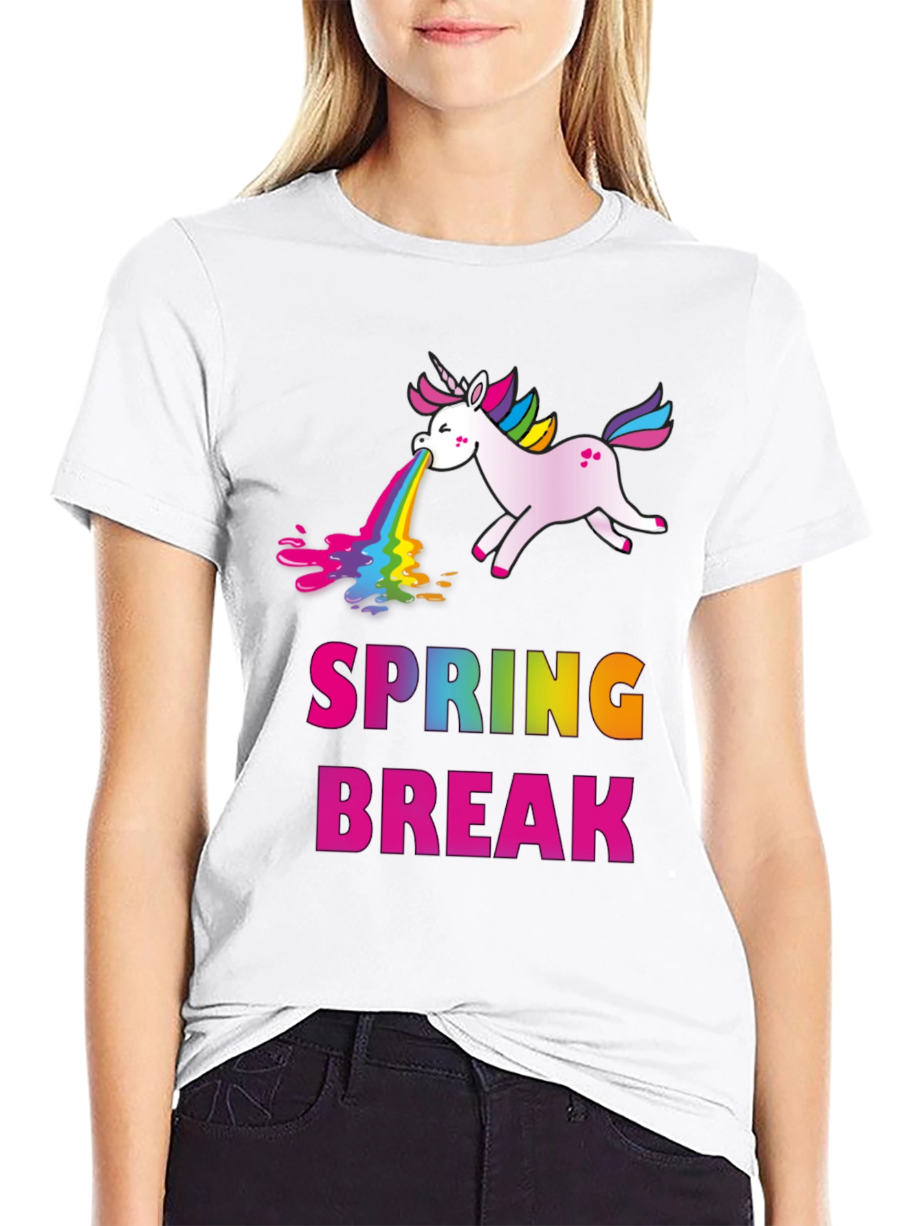 Spring Break Unicorn Puke Rainbow T-Shirt
