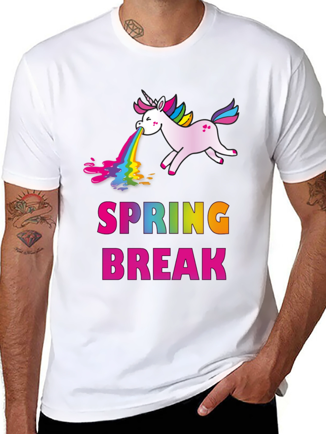 Spring Break Unicorn Puke Rainbow T-Shirt