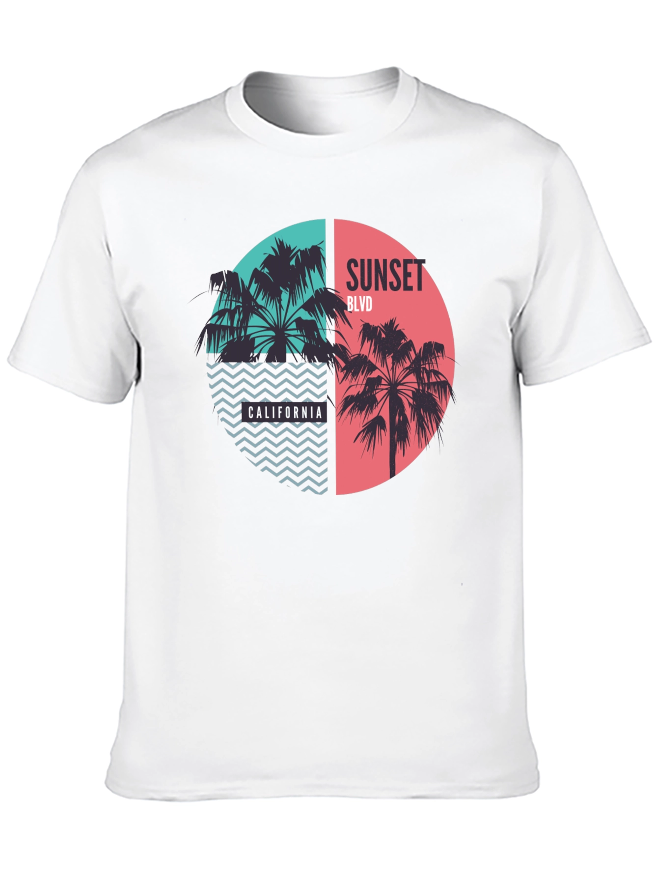 Sunset Blvd California Palm Tree Graphic Tee