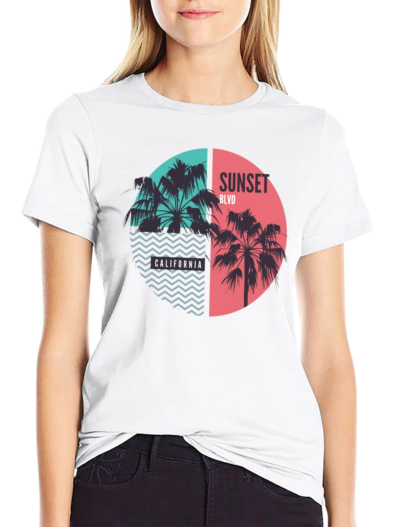 Sunset Blvd California Palm Tree Graphic Tee