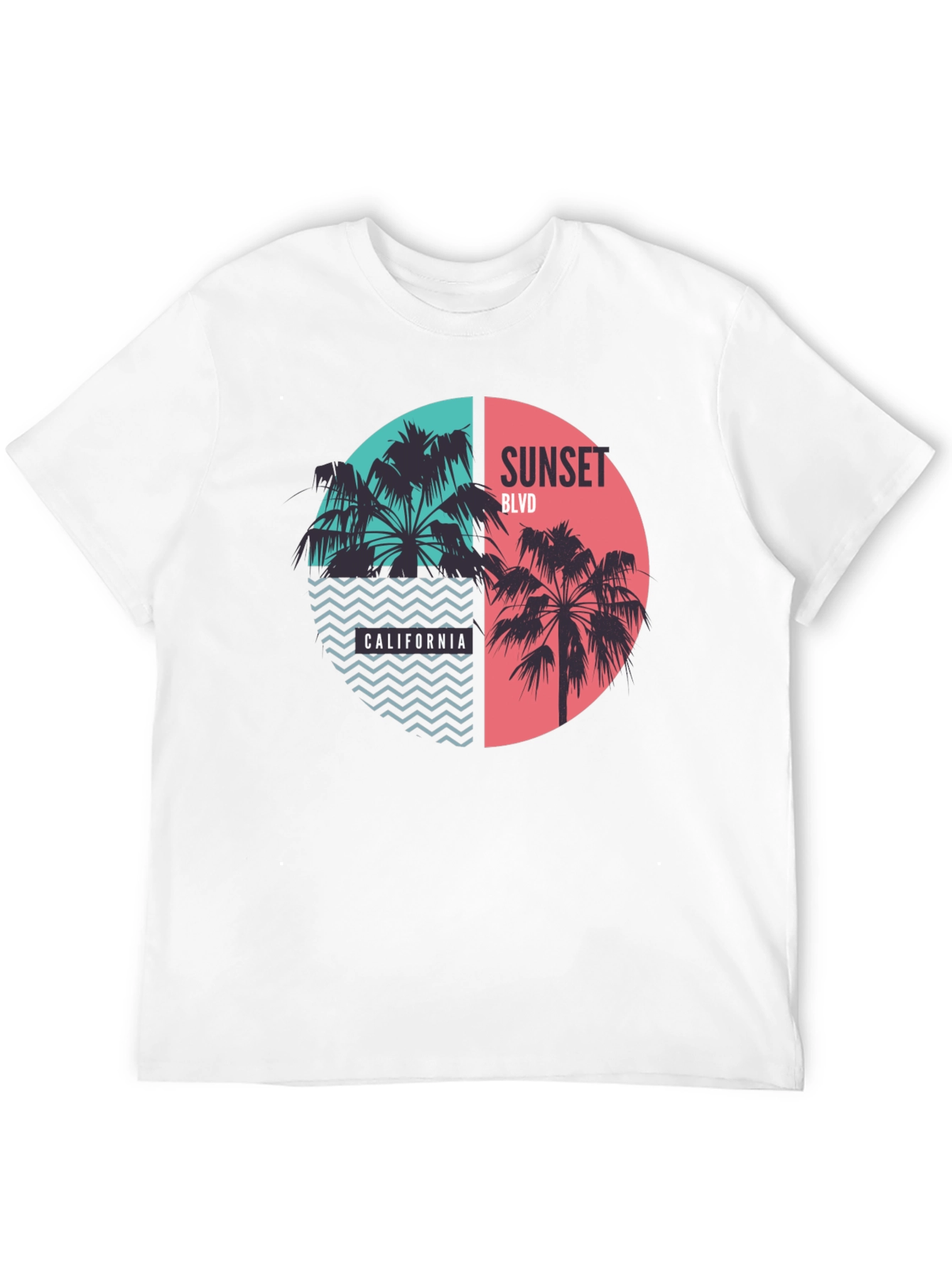 Sunset Blvd California Palm Tree Graphic Tee