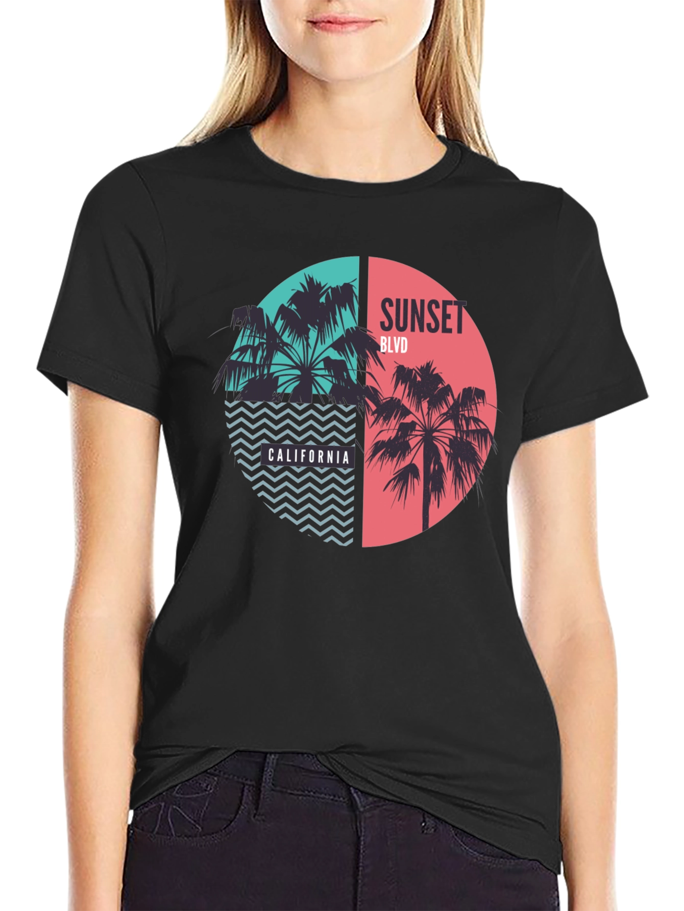 Sunset Blvd California Palm Tree Graphic Tee