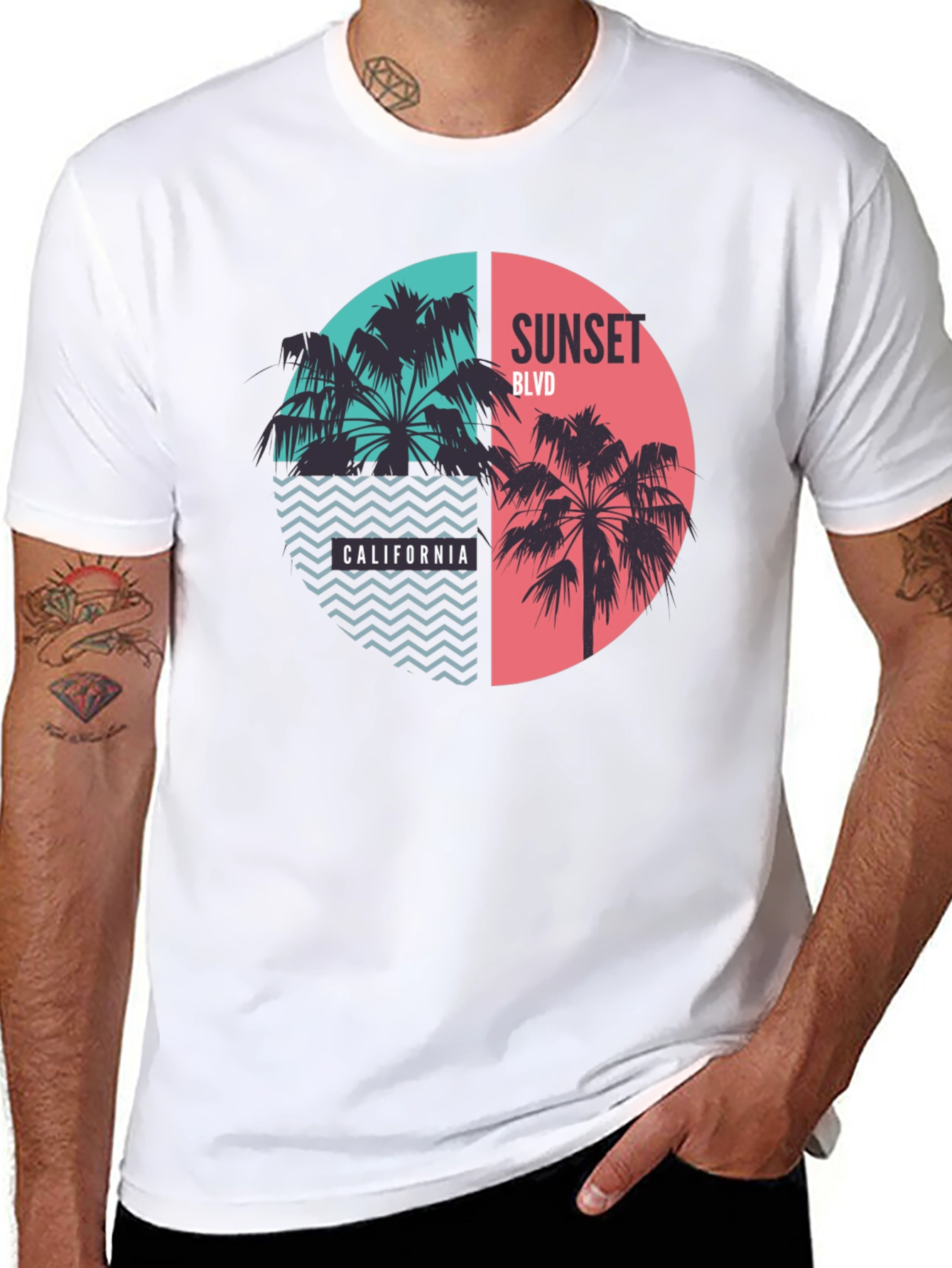 Sunset Blvd California Palm Tree Graphic Tee