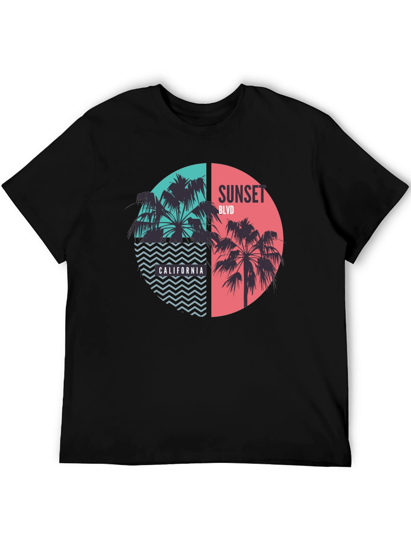 Sunset Blvd California Palm Tree Graphic Tee