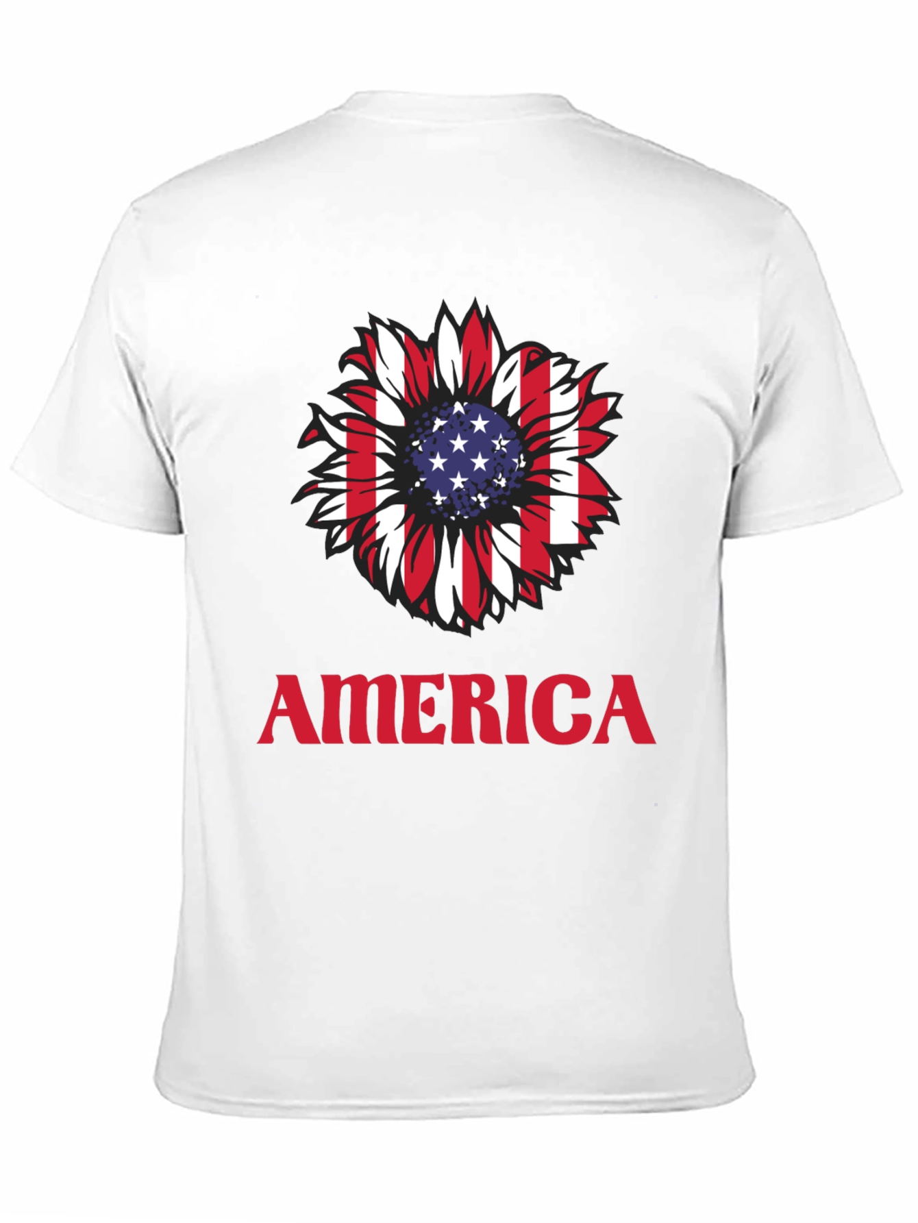USA Flag Sunflower Graphic T-Shirt