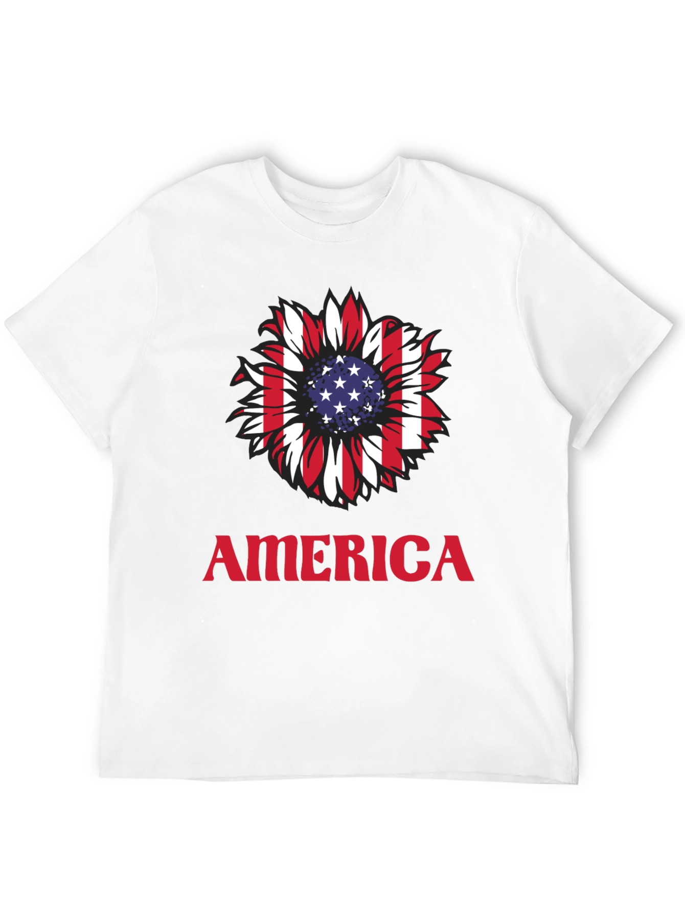 USA Flag Sunflower Graphic T-Shirt