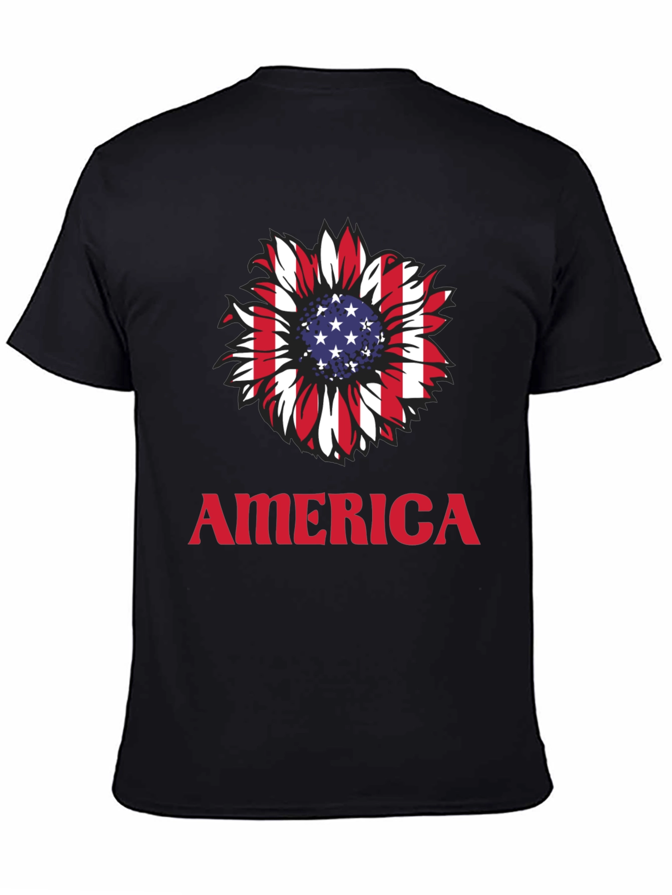 USA Flag Sunflower Graphic T-Shirt
