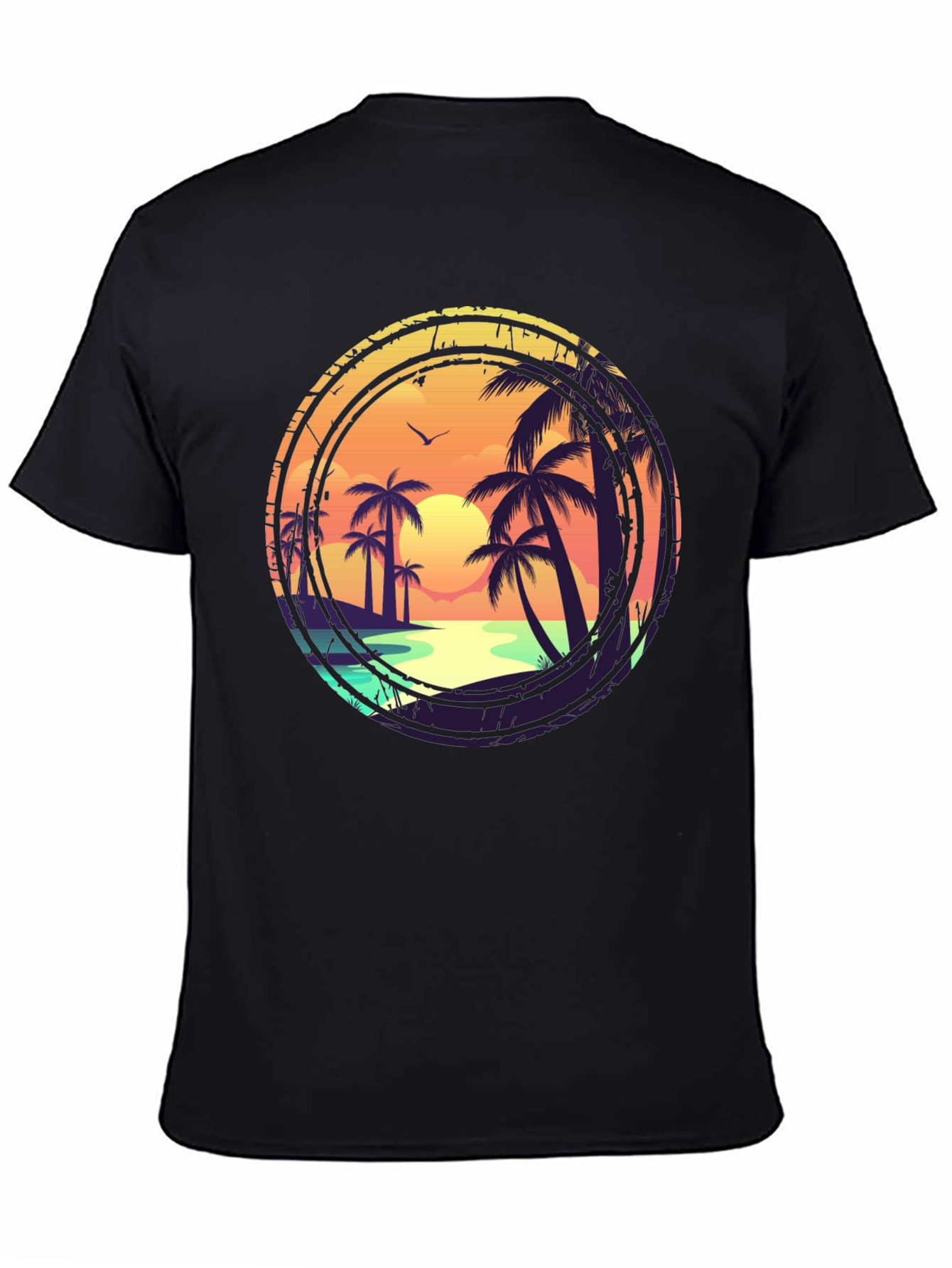 Sunset Beach Graphic Tee - Tropical Palm Tree Design