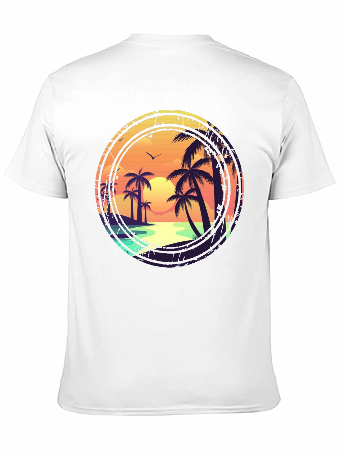 Sunset Beach Graphic Tee - Tropical Palm Tree Design
