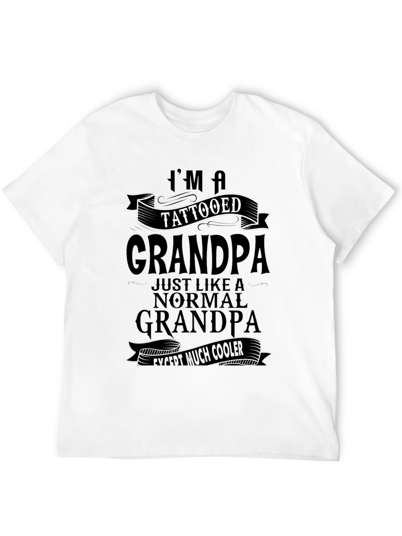 Tattooed Grandpa Black Graphic T-Shirt