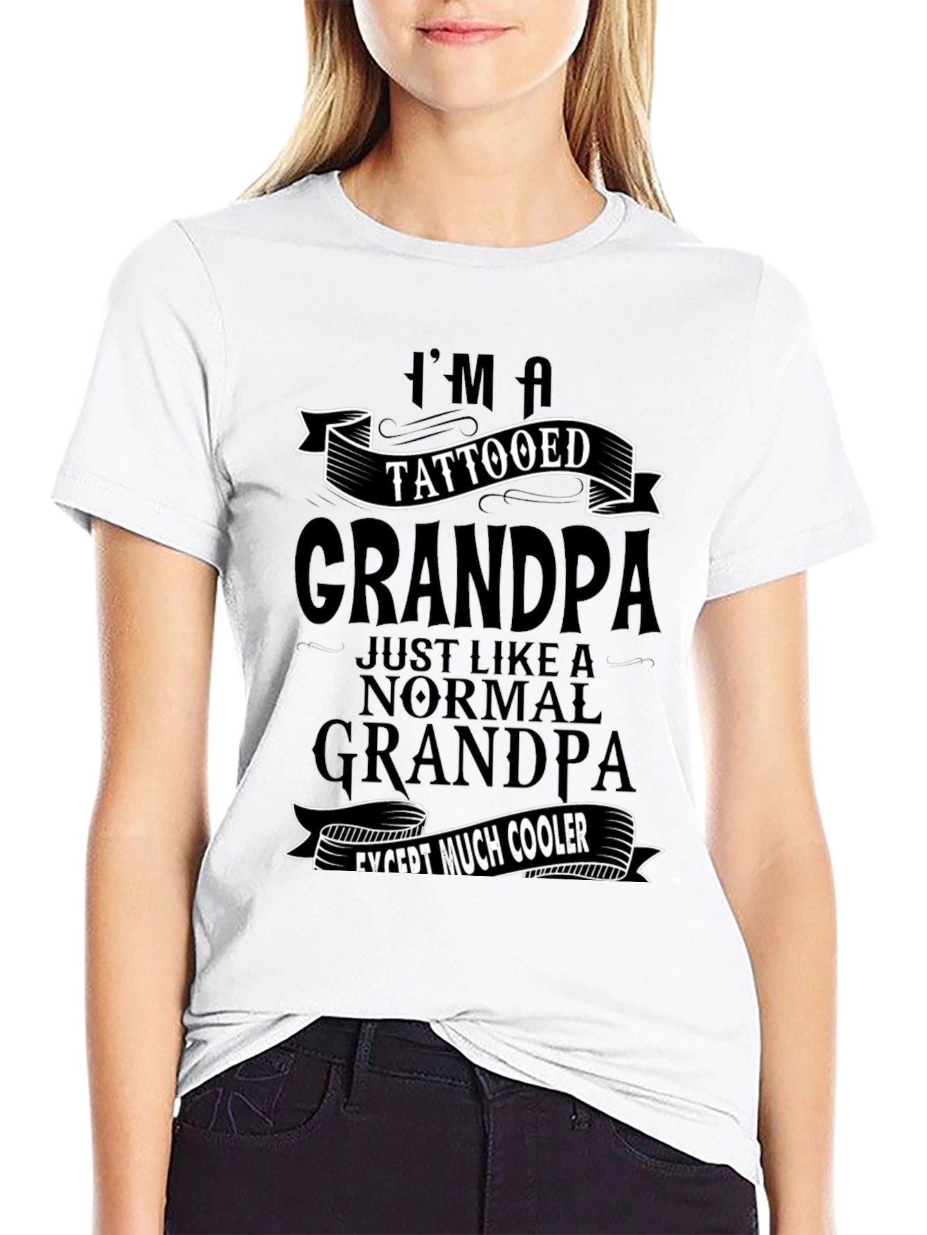 Tattooed Grandpa Black Graphic T-Shirt