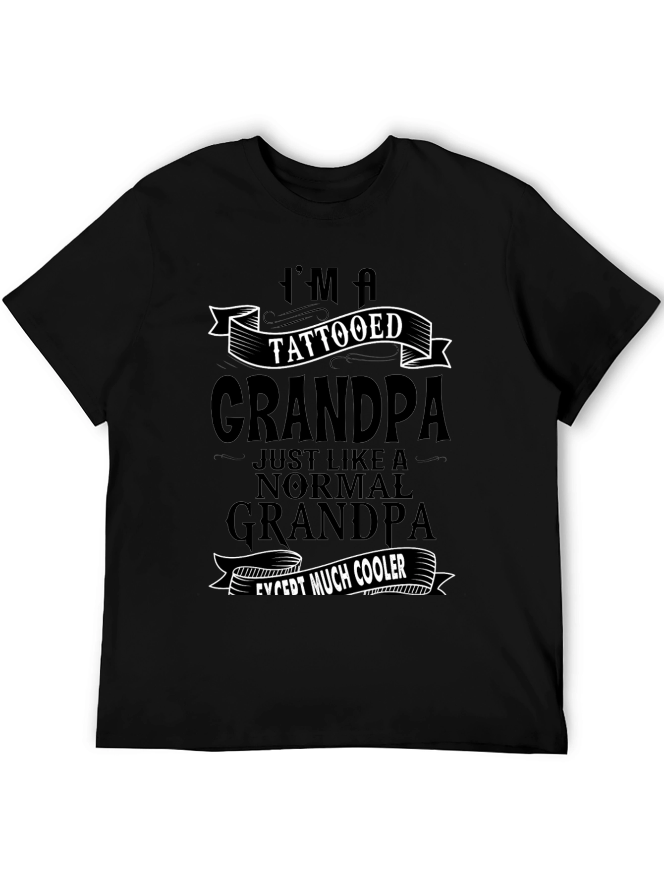 Tattooed Grandpa Black Graphic T-Shirt