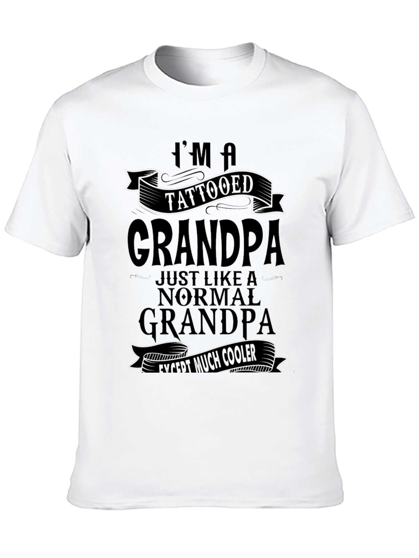 Tattooed Grandpa Black Graphic T-Shirt
