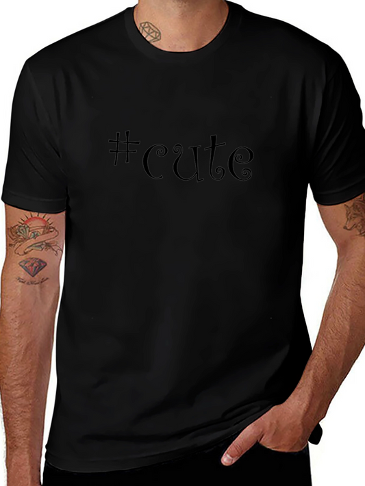 #Cute Black Crew Neck Short Sleeve T-Shirt