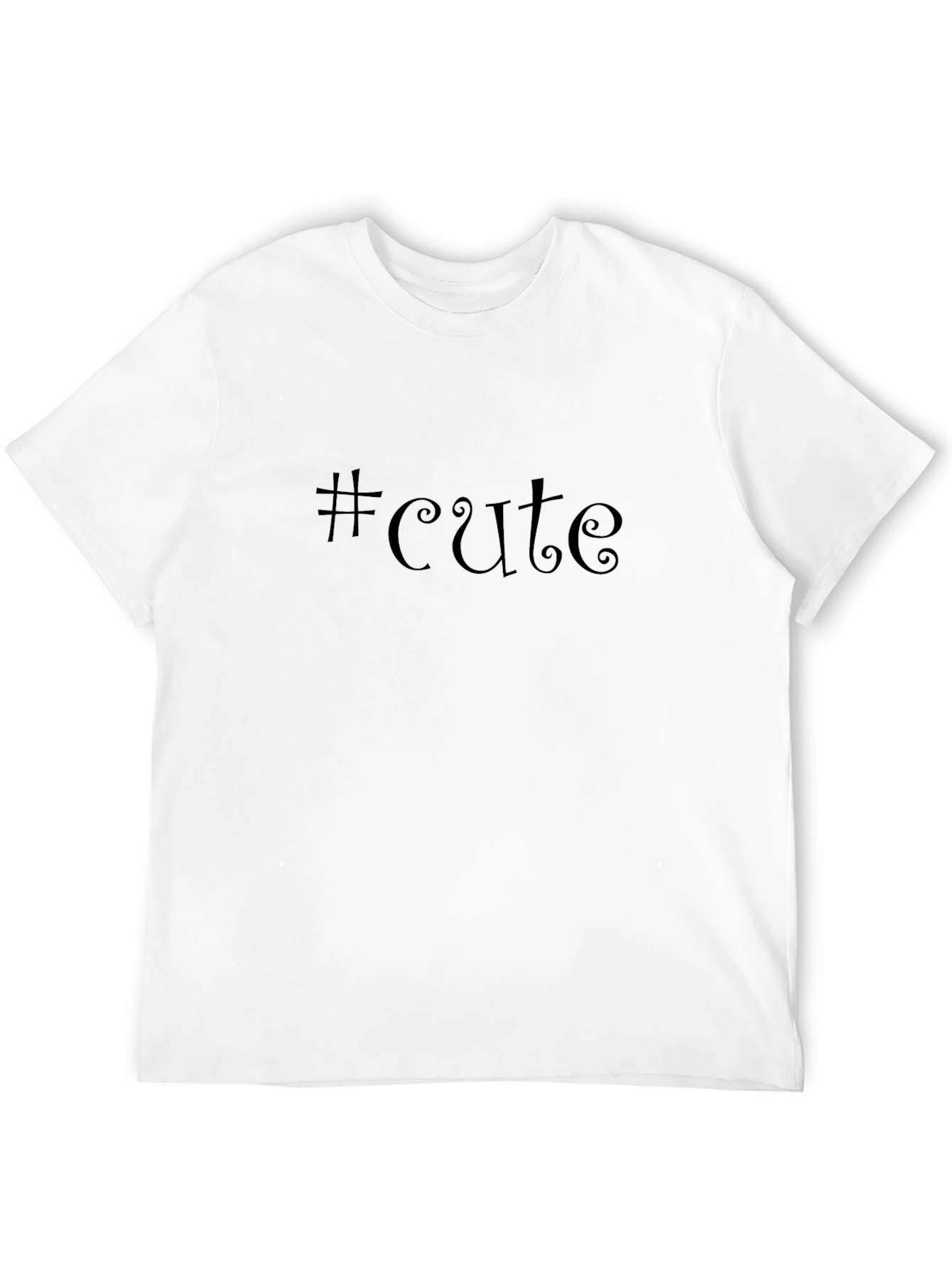 #Cute Black Crew Neck Short Sleeve T-Shirt