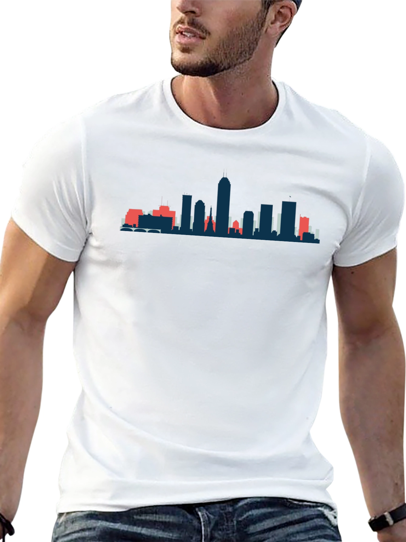 Cityscape Silhouette Graphic Tee - Black