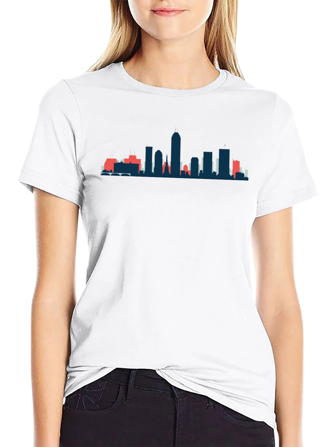 Cityscape Silhouette Graphic Tee - Black