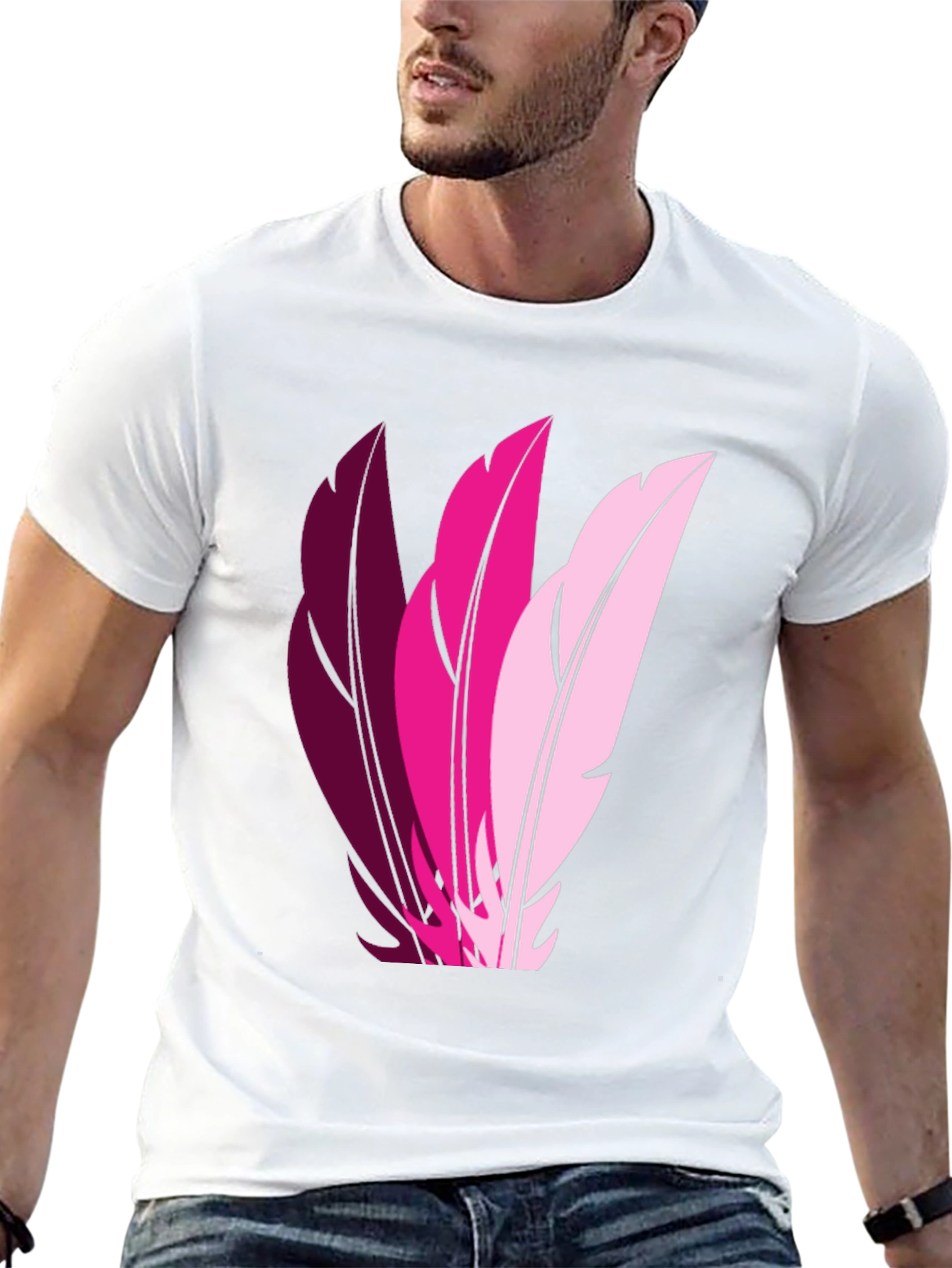Feather Trio Graphic T-Shirt - Casual Style