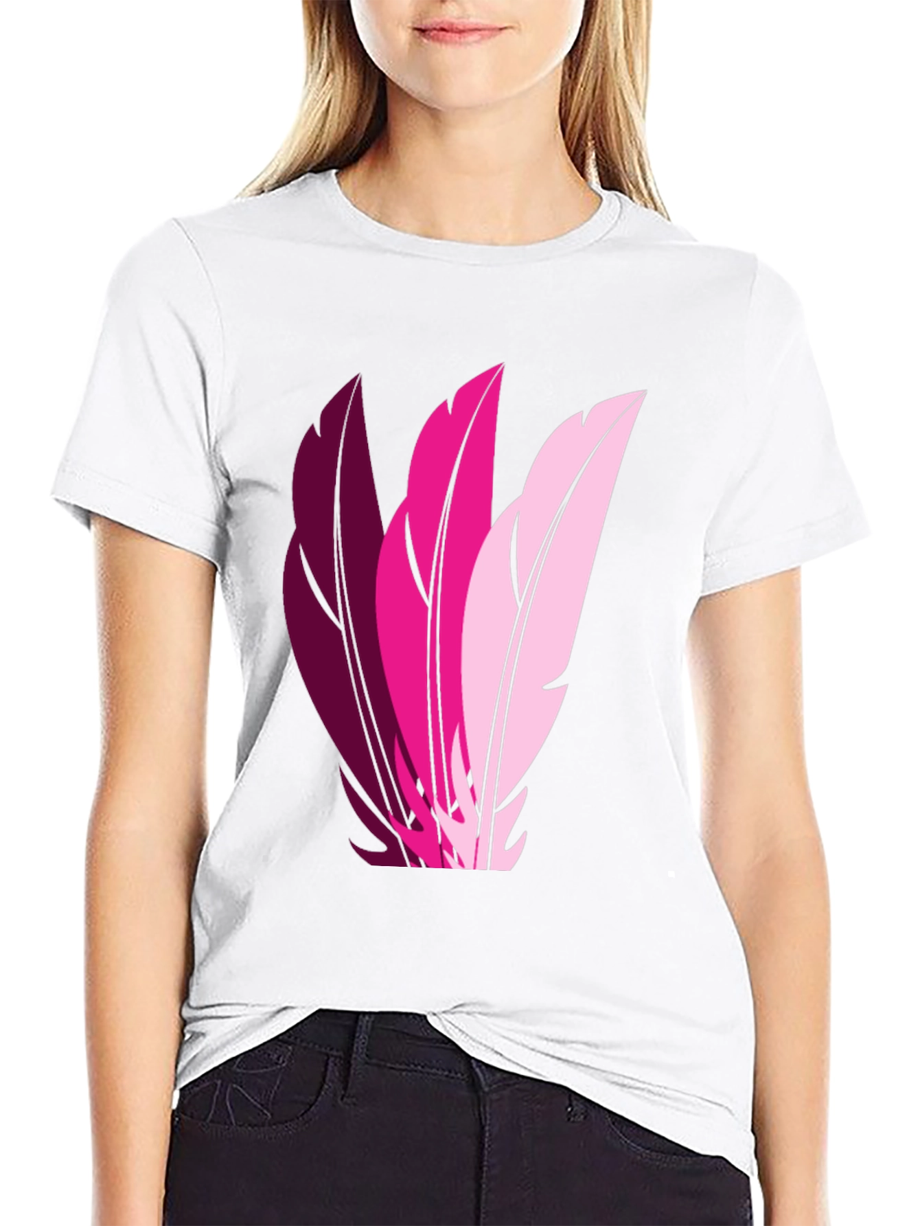 Feather Trio Graphic T-Shirt - Casual Style