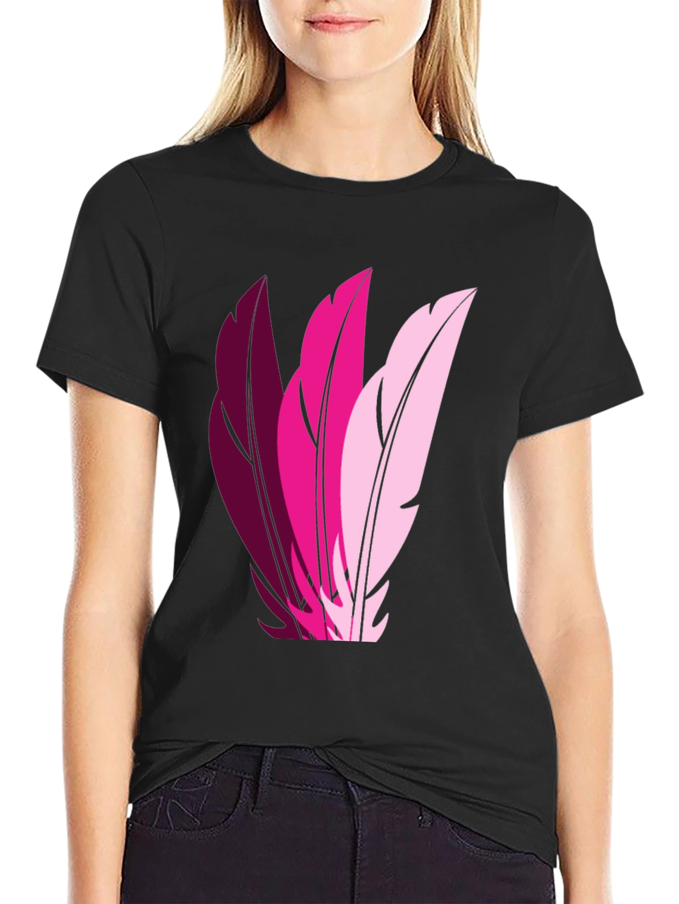 Feather Trio Graphic T-Shirt - Casual Style