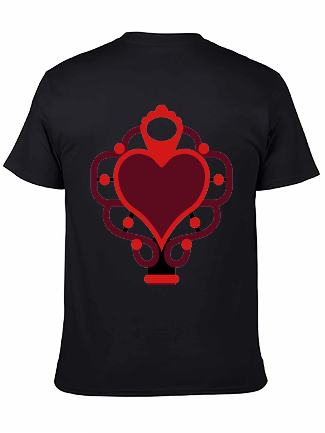Heart Graphic Print Black Crew Neck Tee