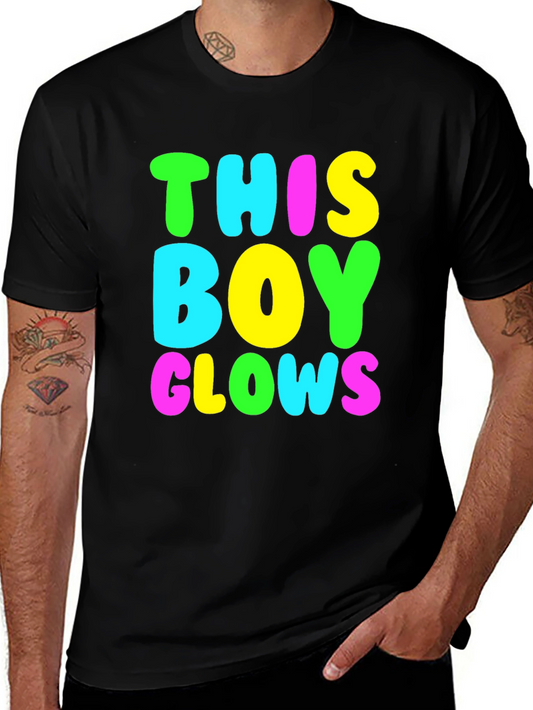 This Boy Glows T-Shirt Fun Neon Colors Graphic Tee