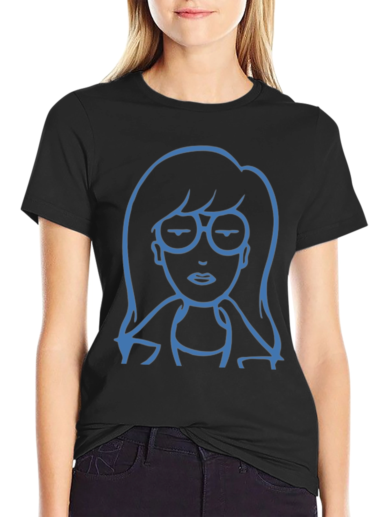 Daria Cartoon Graphic T-Shirt - Black