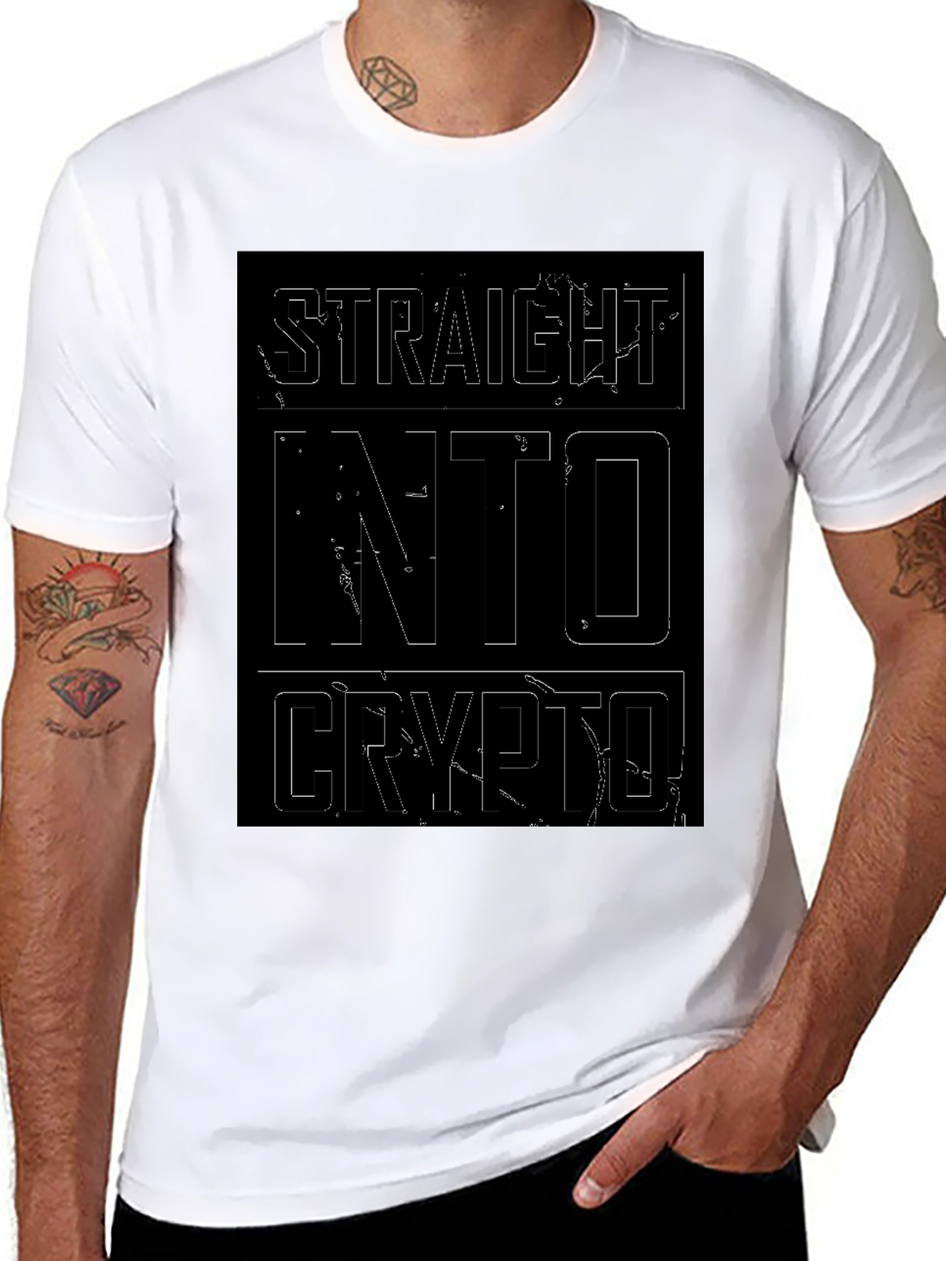 Straight Into Crypto Black T-Shirt