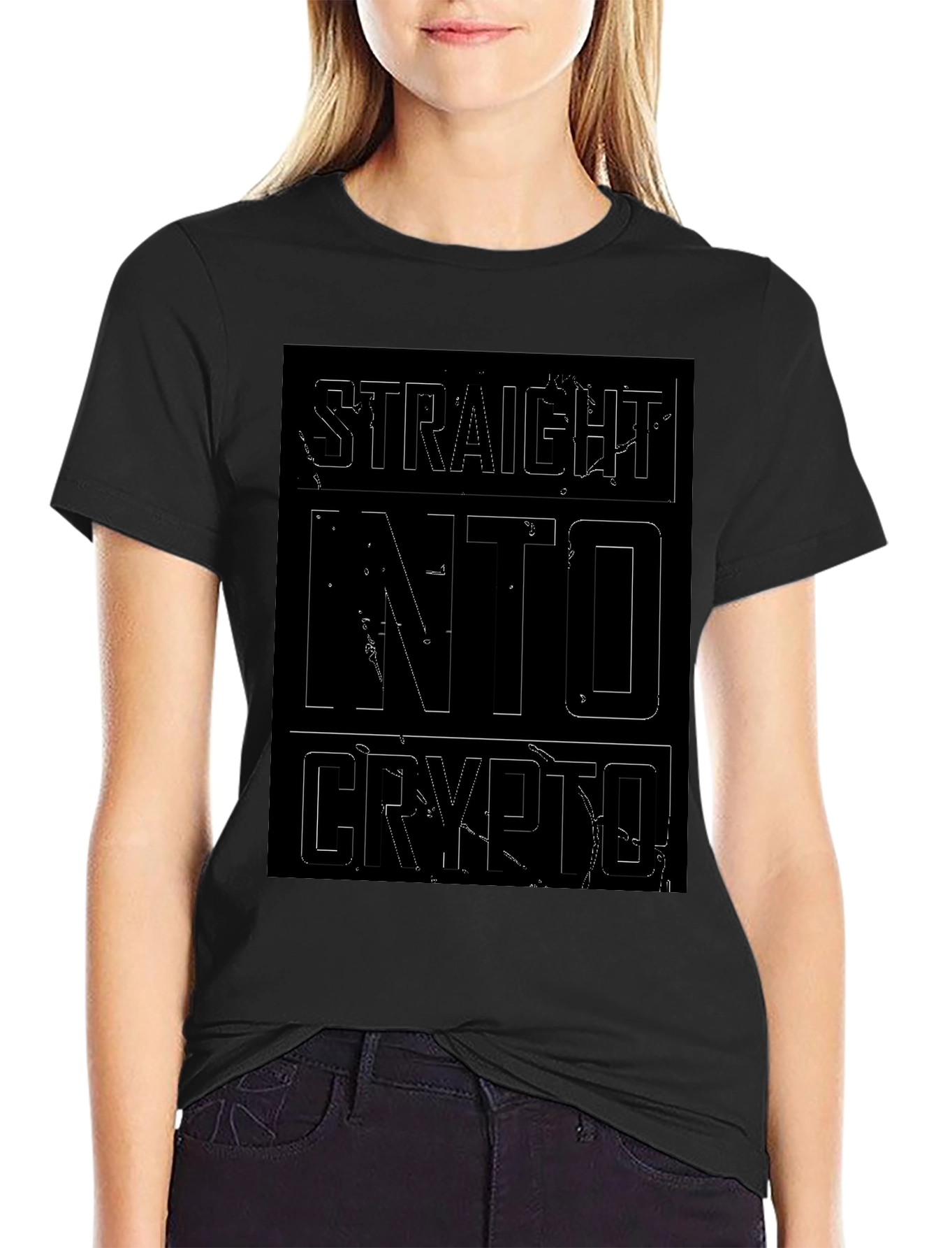 Straight Into Crypto Black T-Shirt