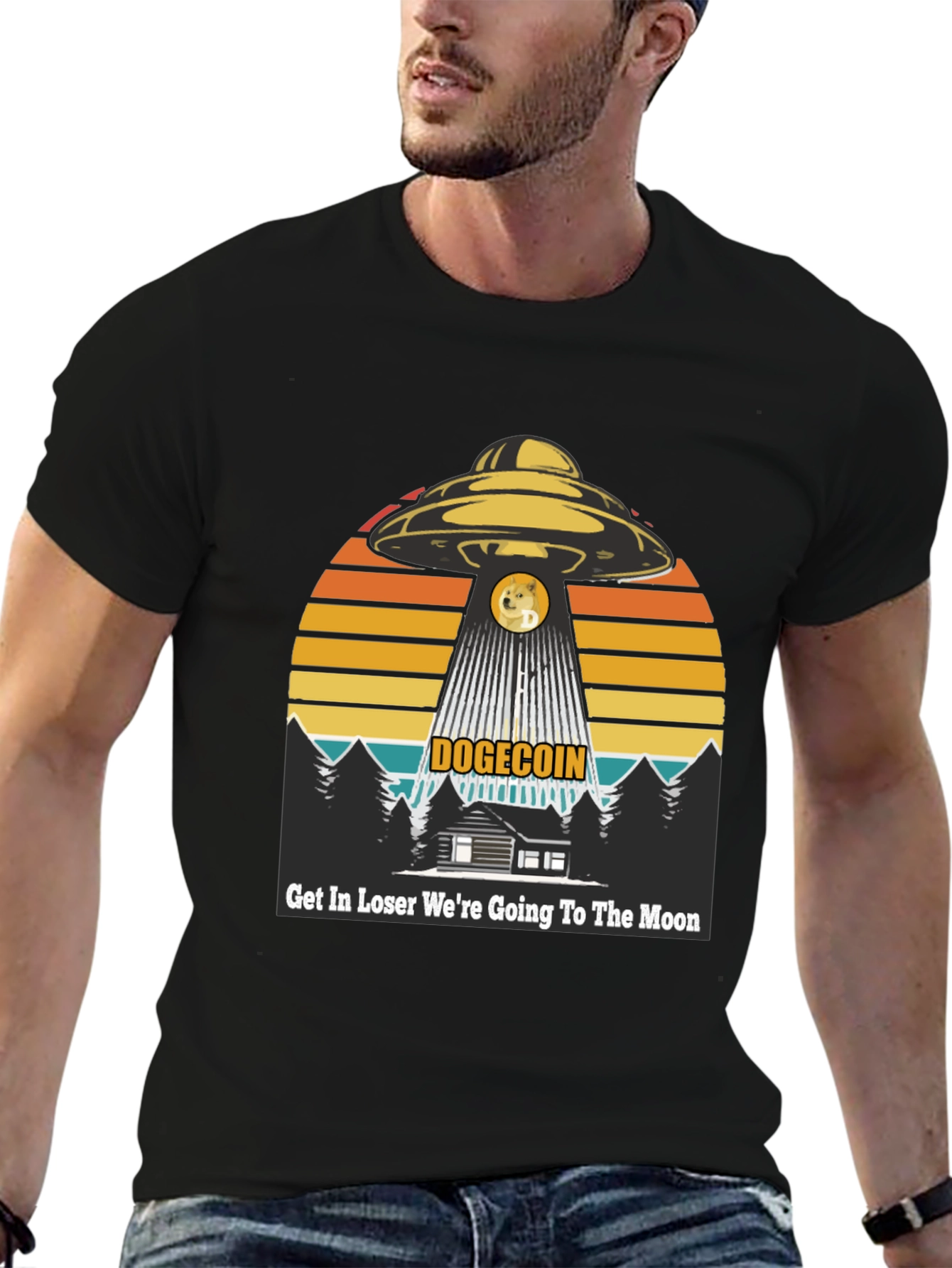 Dogecoin UFO T-Shirt: Get In Loser Moon Bound!