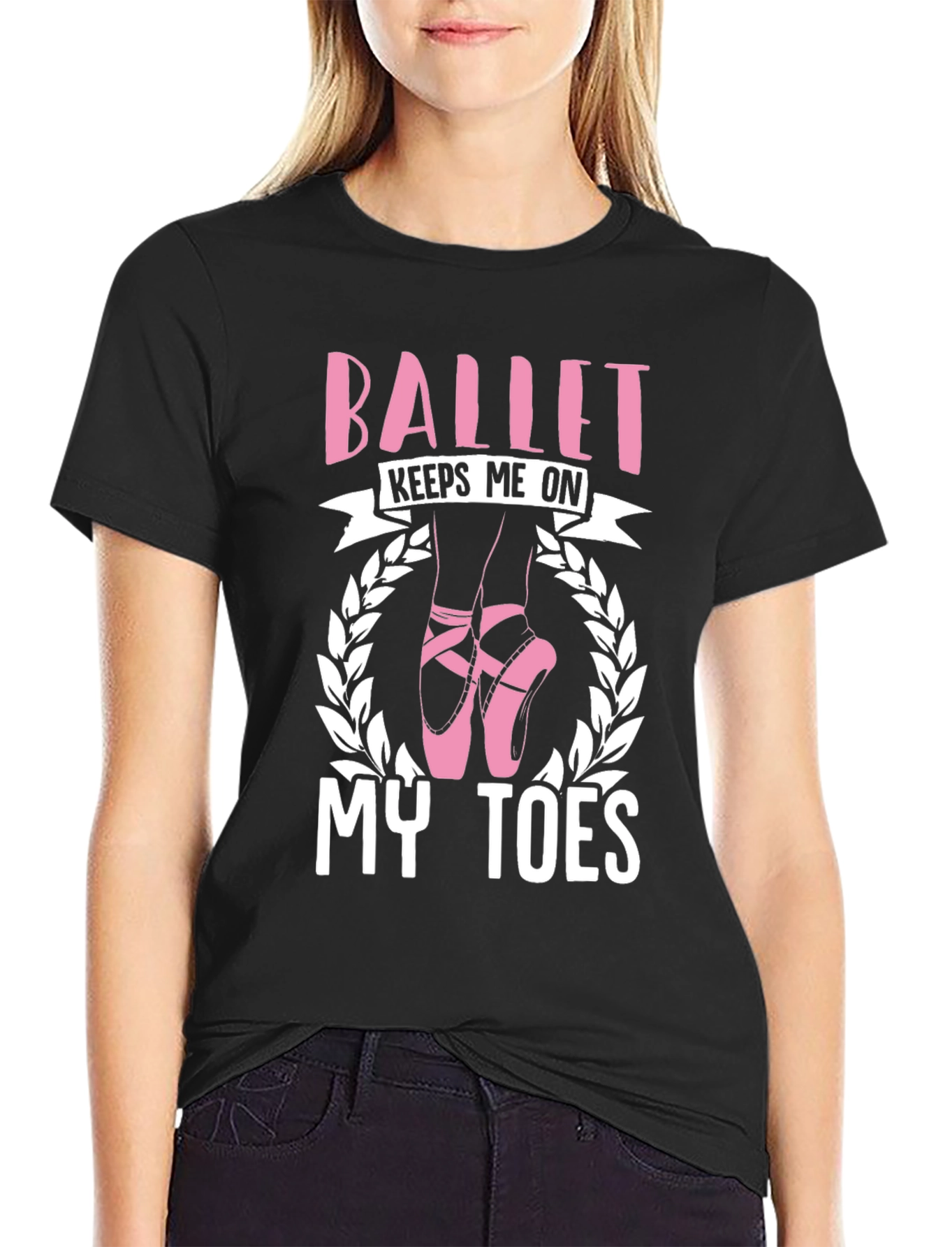 Ballet Keeps Me On My Toes Black T-Shirt