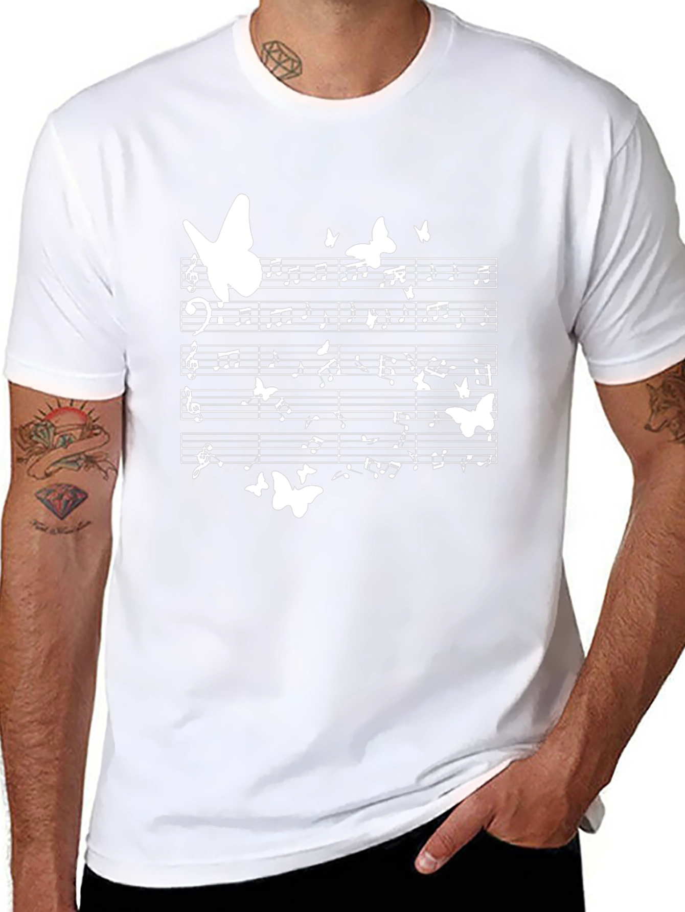 Musical Butterfly T-Shirt - Black Cotton Tee