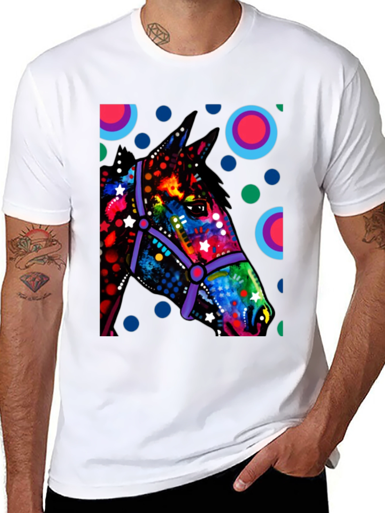 Vibrant Horse Graphic Tee - Unique Art T-Shirt