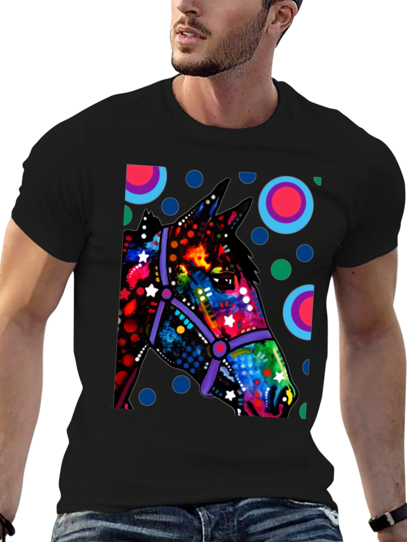 Vibrant Horse Graphic Tee - Unique Art T-Shirt