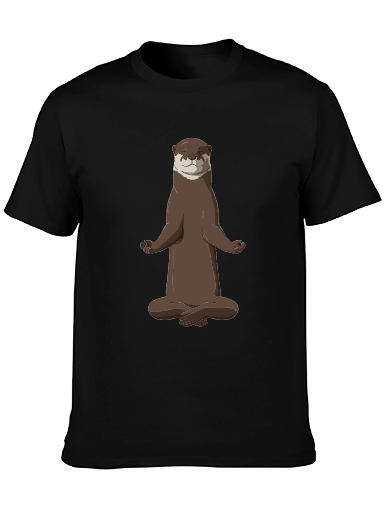 Zen Otter Black T-Shirt - Meditating Animal Tee