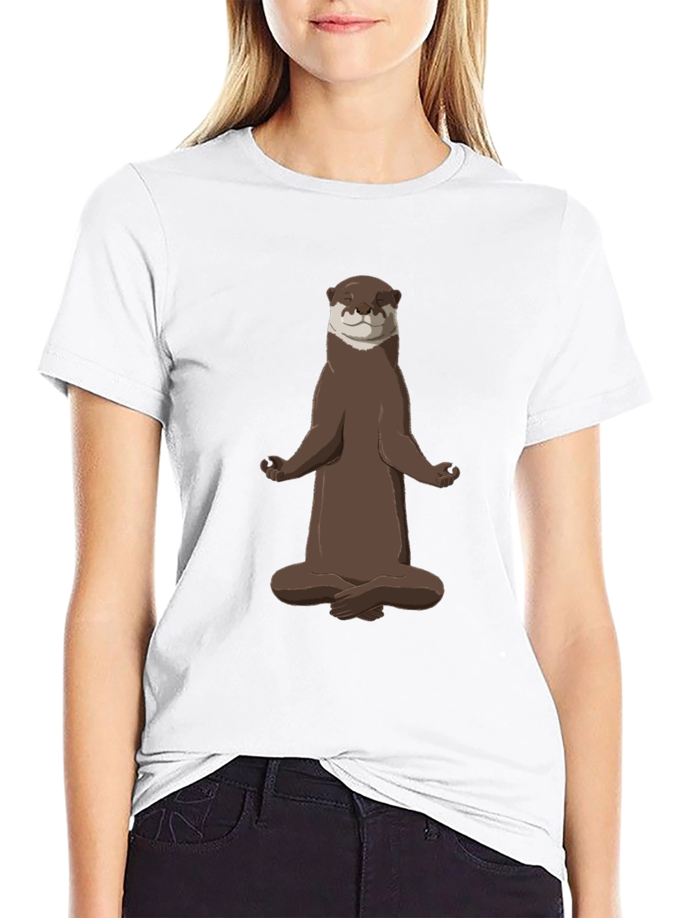 Zen Otter Black T-Shirt - Meditating Animal Tee